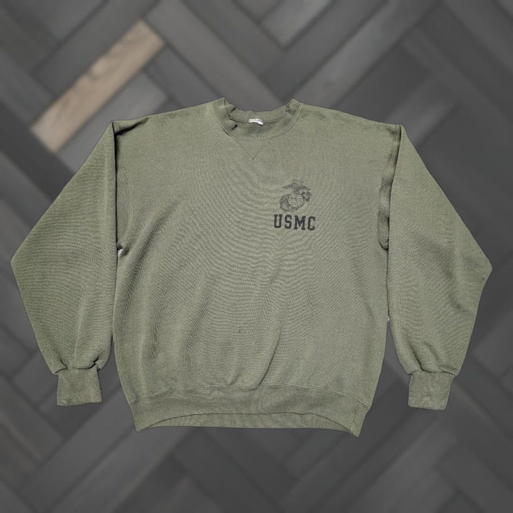 Vintage USMC 1980s-90s vintage Green Sweatshirt Crew Neck Pullover Men L Shirt Hoodie? Size US L / EU 52-54 / 3 - 1 Thumbnail