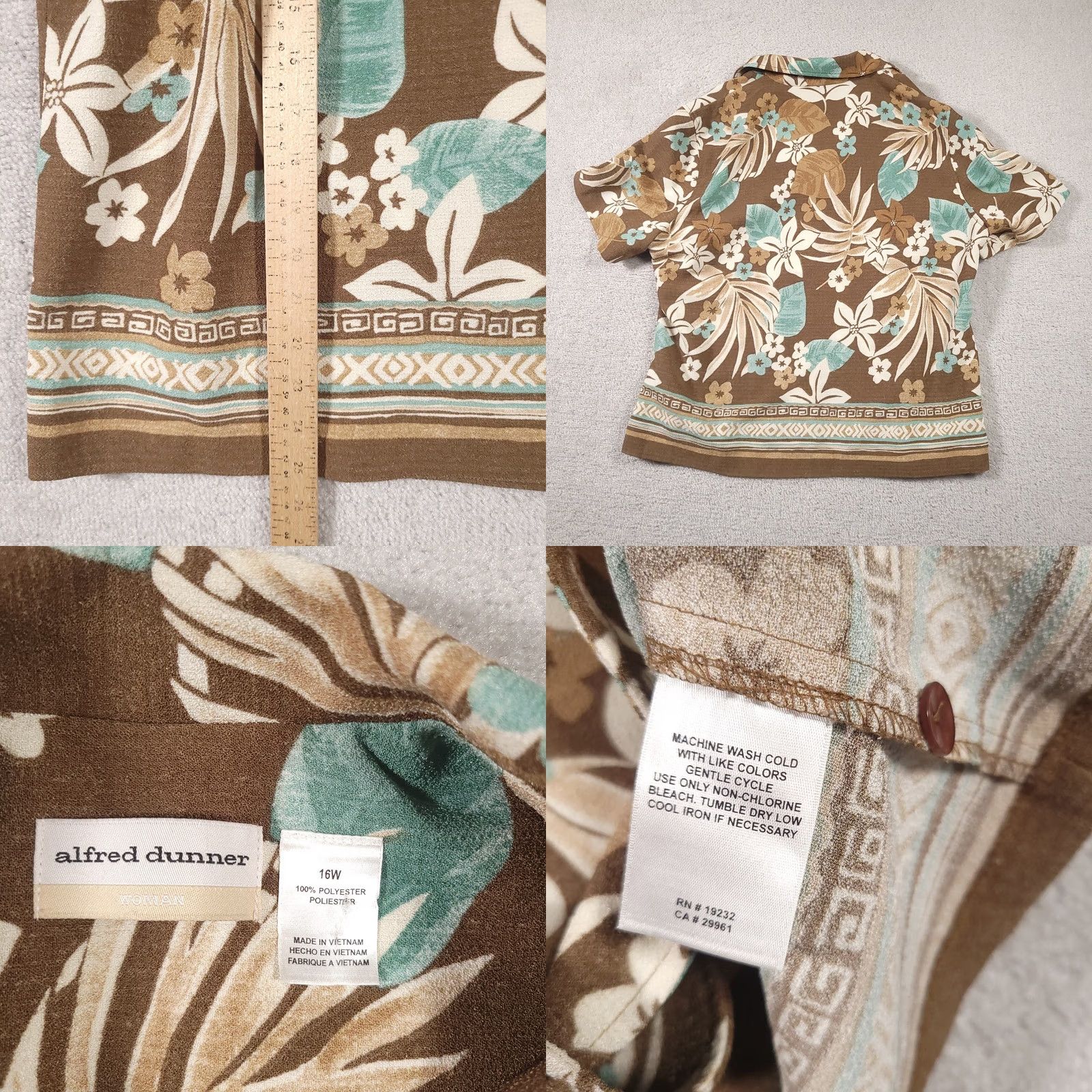 Vintage VINTAGE Alfred Dunner Hawaiian Floral Short Sleeve Button-Up Knit Shirt Womens 16W Beach Size XXL / US 16-18 / IT 52-54 - 8 Thumbnail