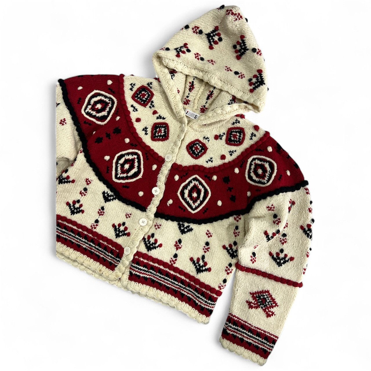 Issey Miyake Vintage I.S. Issey Miyake 80s Hand Knit Wool Hooded Cardigan Size US M / EU 48-50 / 2 - 3 Thumbnail