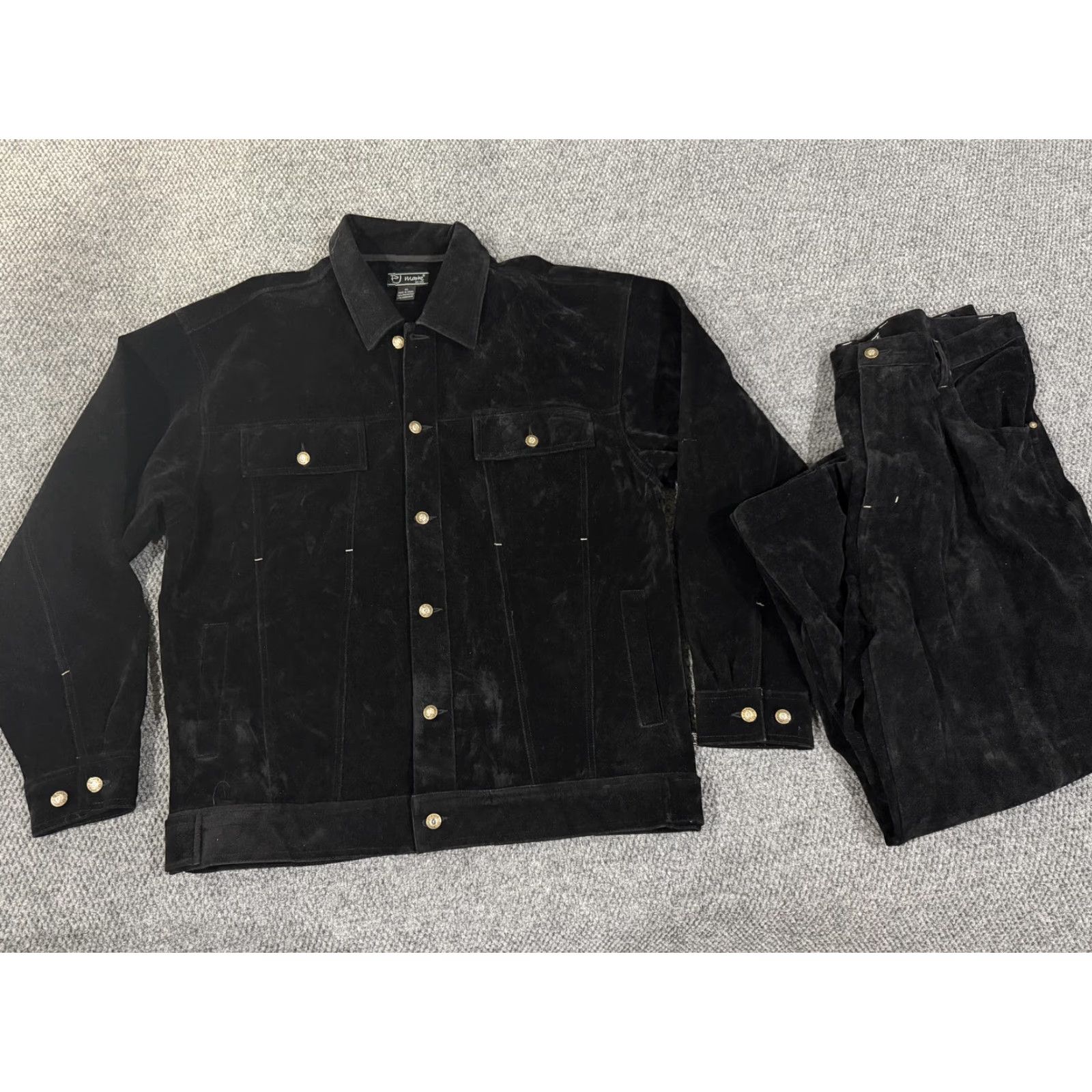 Velvet PJ Mark Jacket Mens XL Black Velvet Button Front Bomber Streetwear Casual Workwear Size US 36 / EU 52 - 2 Thumbnail