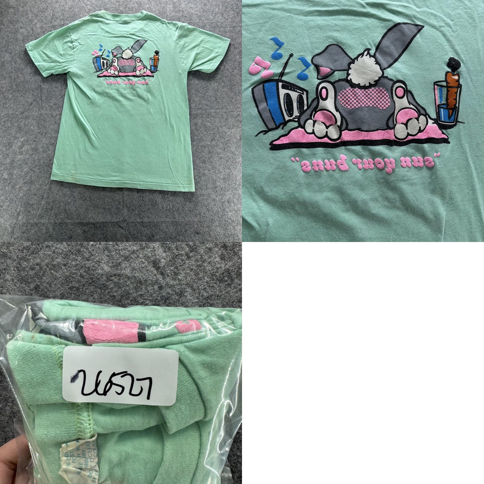 Vintage VINTAGE Sun Your Buns Shirt Mens Large Green Bunny Graphic Florida 80s Size US L / EU 52-54 / 3 - 8 Thumbnail