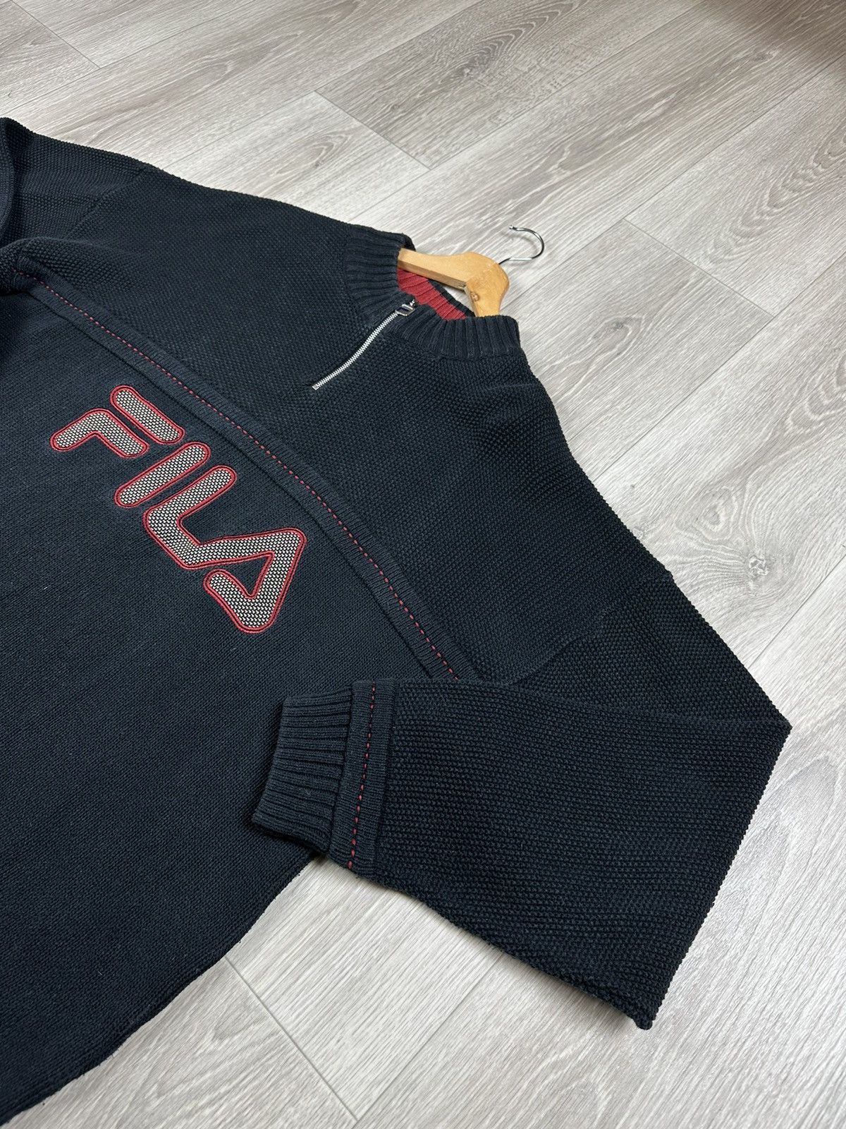 Fila × Vintage Vintage 90s FILA 1/3 Zip Sweater Knit Big Logo Y2K Size US XL / EU 56 / 4 - 4 Thumbnail