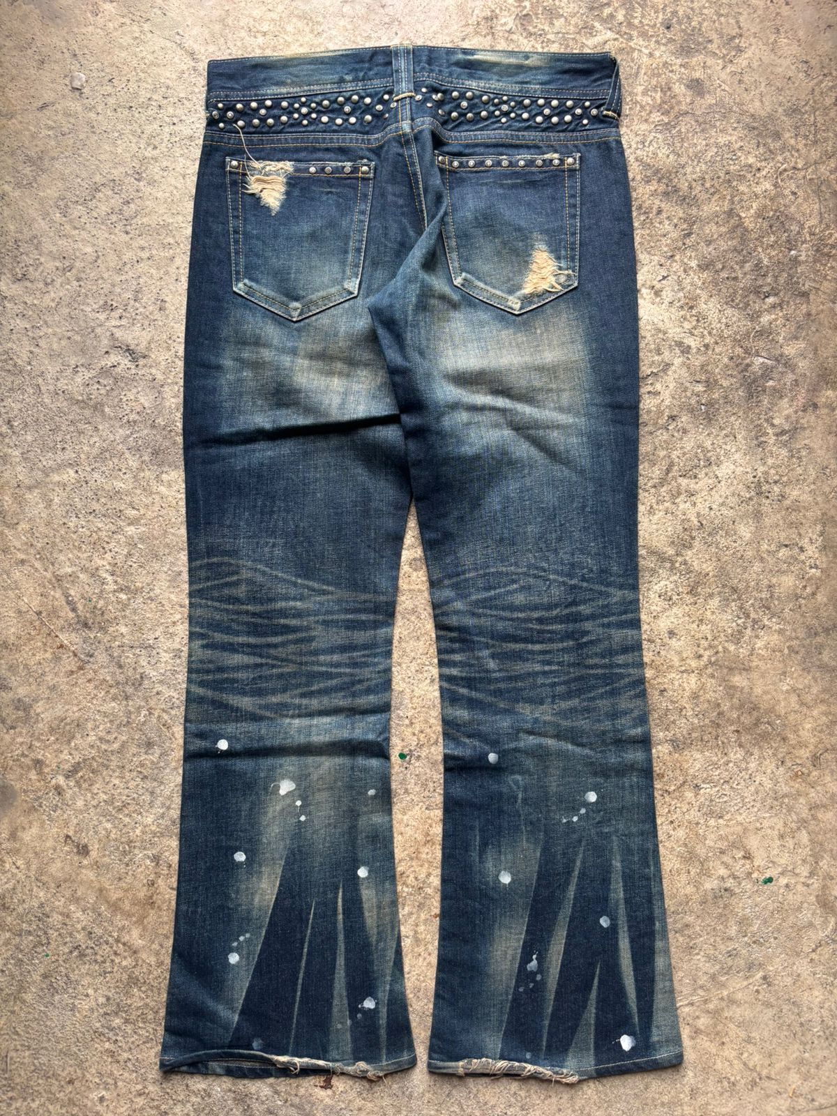 Japanese Brand 2000s Varosh Japan Swarovski Studded Flared Jeans Size US 30 / EU 46 - 1 Thumbnail