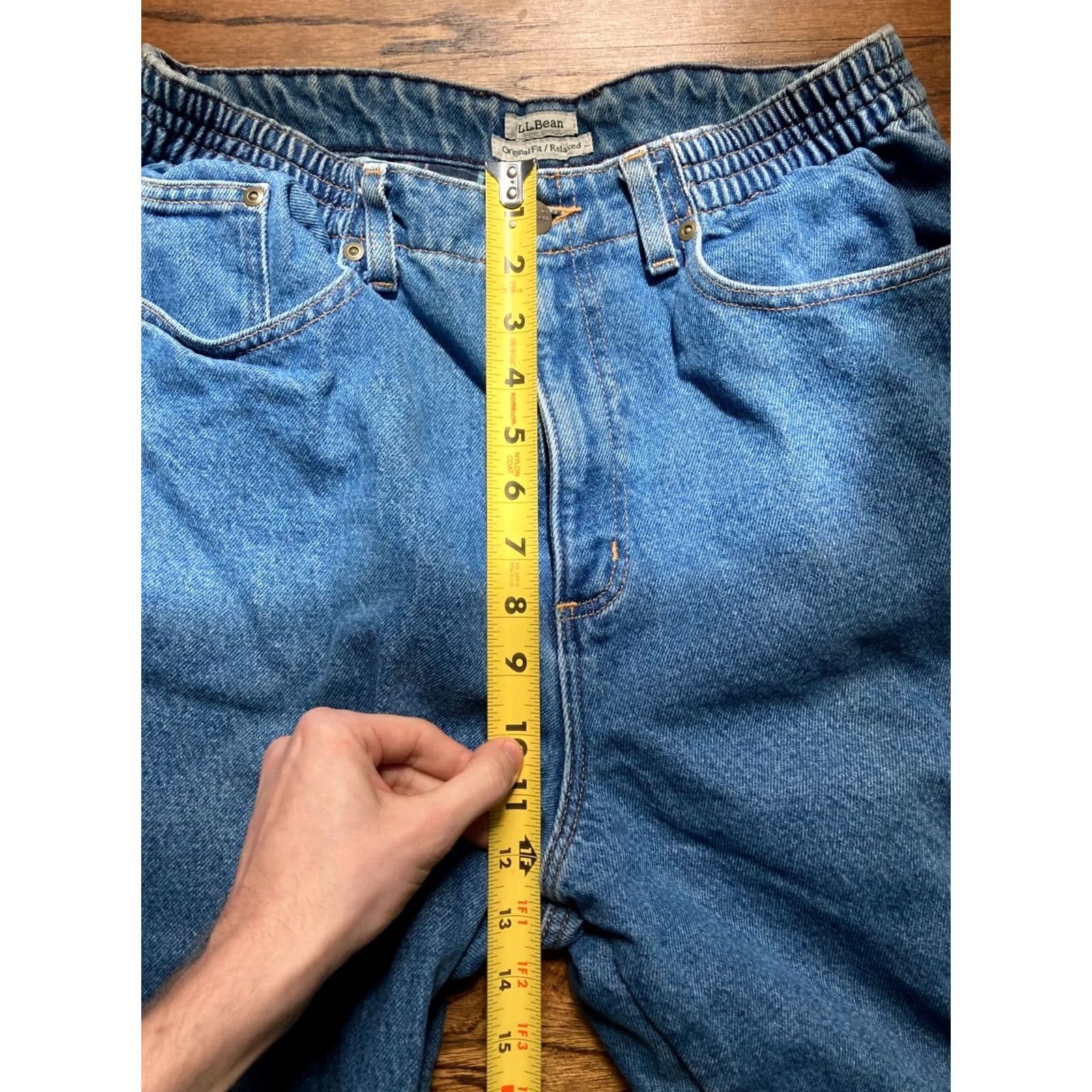 Vintage VINTAGE L.L.Bean Jeans Relaxed Flannel Plaid Mom Jeans Womens 12 Regular Elastic Waist Blue 90s Western Cowgirl Logo Tartan 5-Pocket Inseam 30" Size 34" / US 12 / IT 48 - 4 Thumbnail