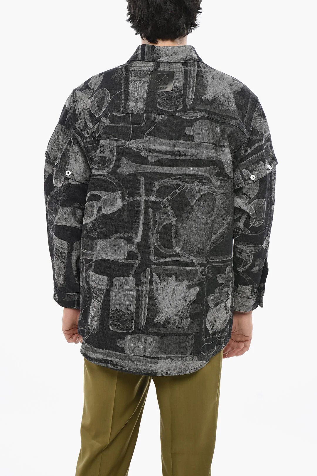 Off-White og1mm0526 Jacquard Overshirt in Gray/Black Size US XXS / EU 40 - 2 Thumbnail