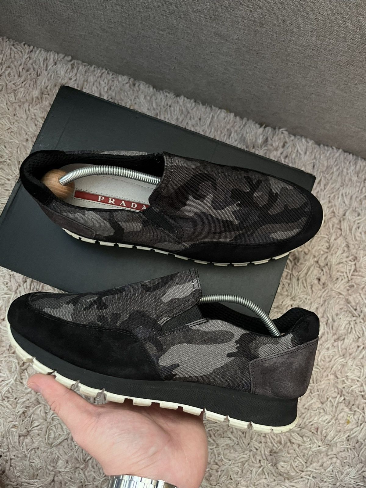 Prada Slip on prada, camo, black/grey, vintage, streetwear Size US 7.5 / IT 37.5 - 1 Thumbnail