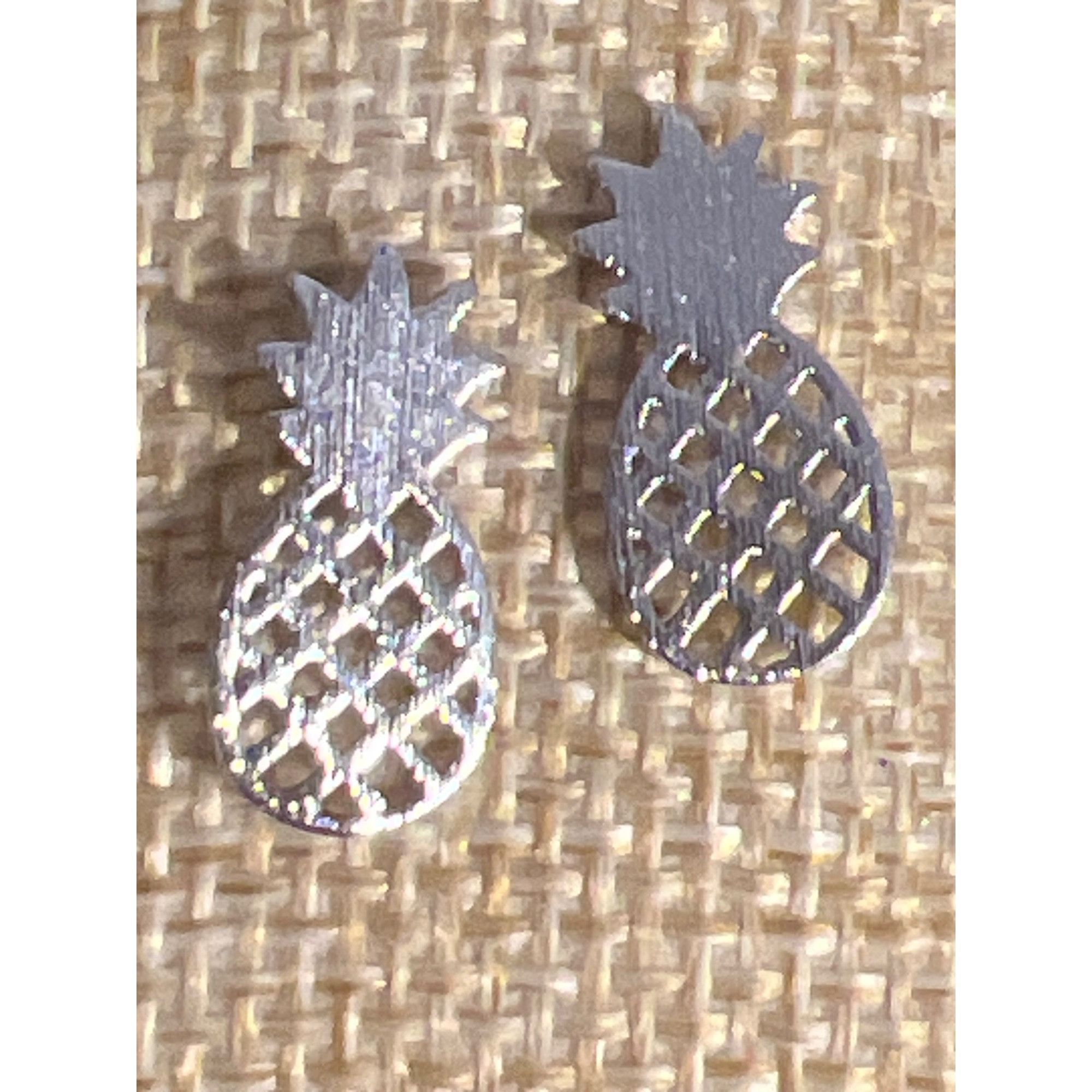 Other Vintage Silver Tone Pineapple Stud Earrings Openwork Pierced Size ONE SIZE - 2 Thumbnail