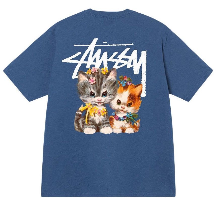 Stussy Kittens T-Shirt Midnight Navy size XXL