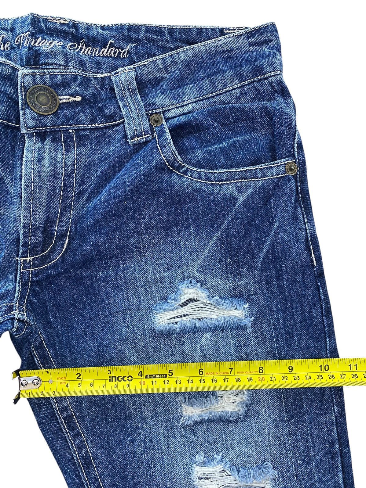 Japanese Brand Japanese Brand Light Blue Ripped Style Straight Leg Jean Size US 32 / EU 48 - 7 Thumbnail