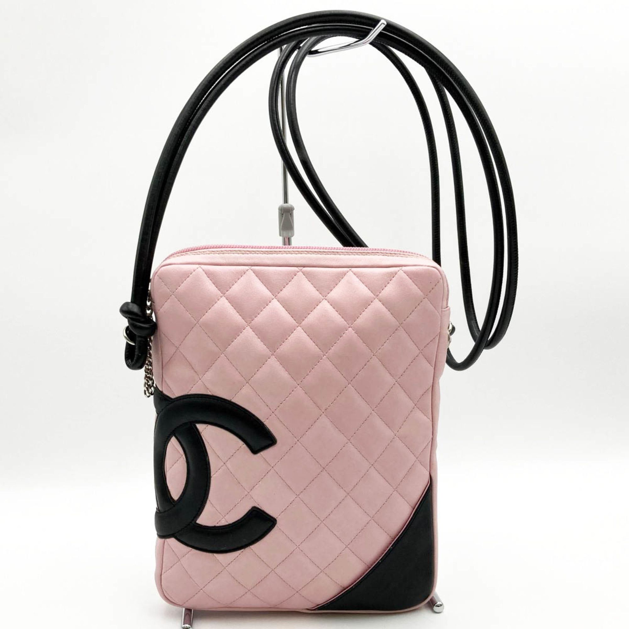 Chanel CHANEL Shoulder Bag Cambon Line Crossbody CC Coco Mark Pink Leather  Ladies Fashion
