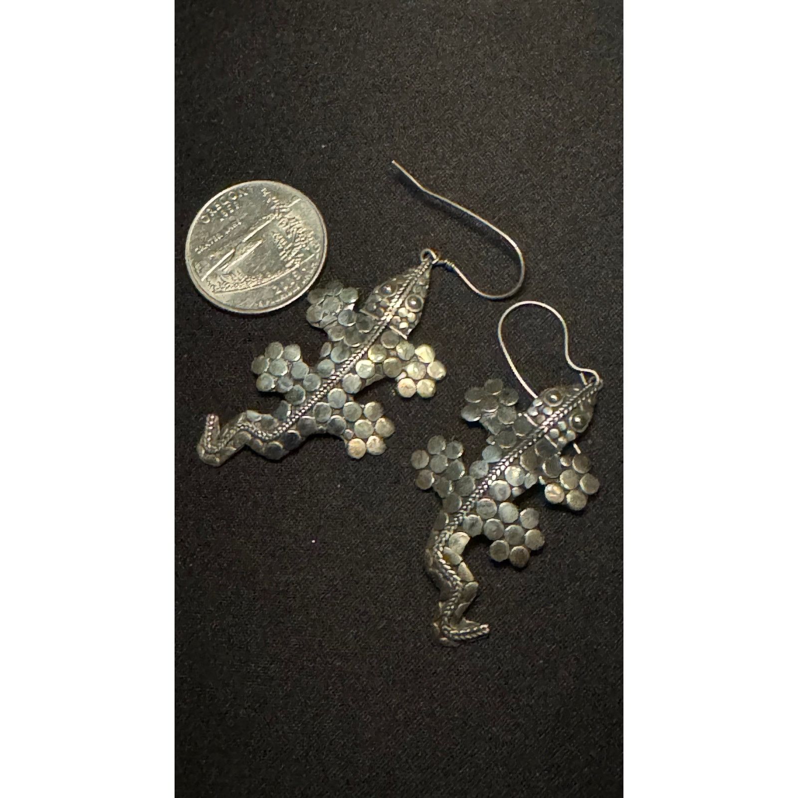 Other Vintage 925 Sterling Silver Alligator Fish Hook Earrings Size ONE SIZE - 3 Thumbnail