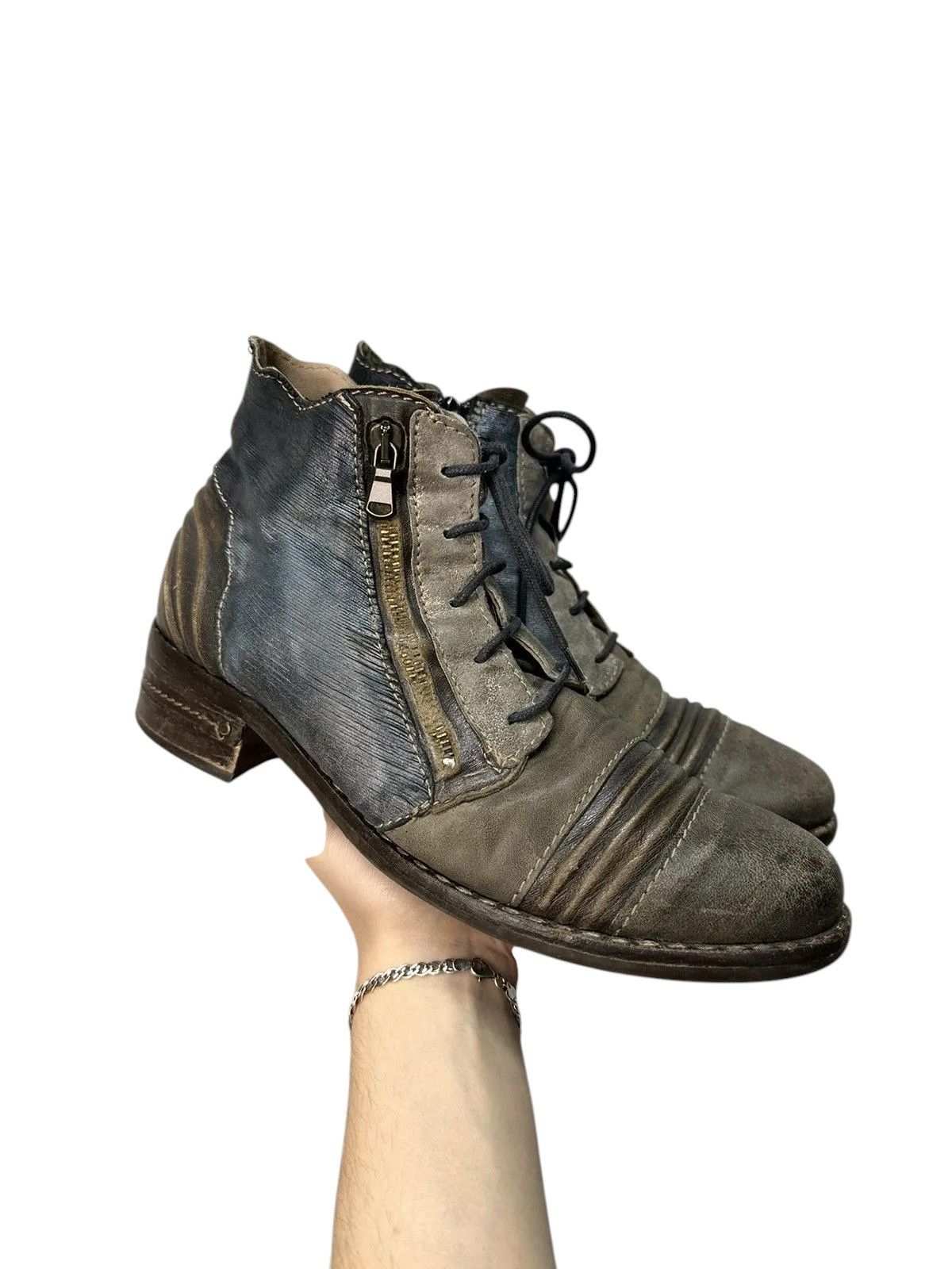 Leather Vintage Metal Zip Italy Leather Mens Boots AS 98 Style Size US 9 / IT 39 - 12 Thumbnail