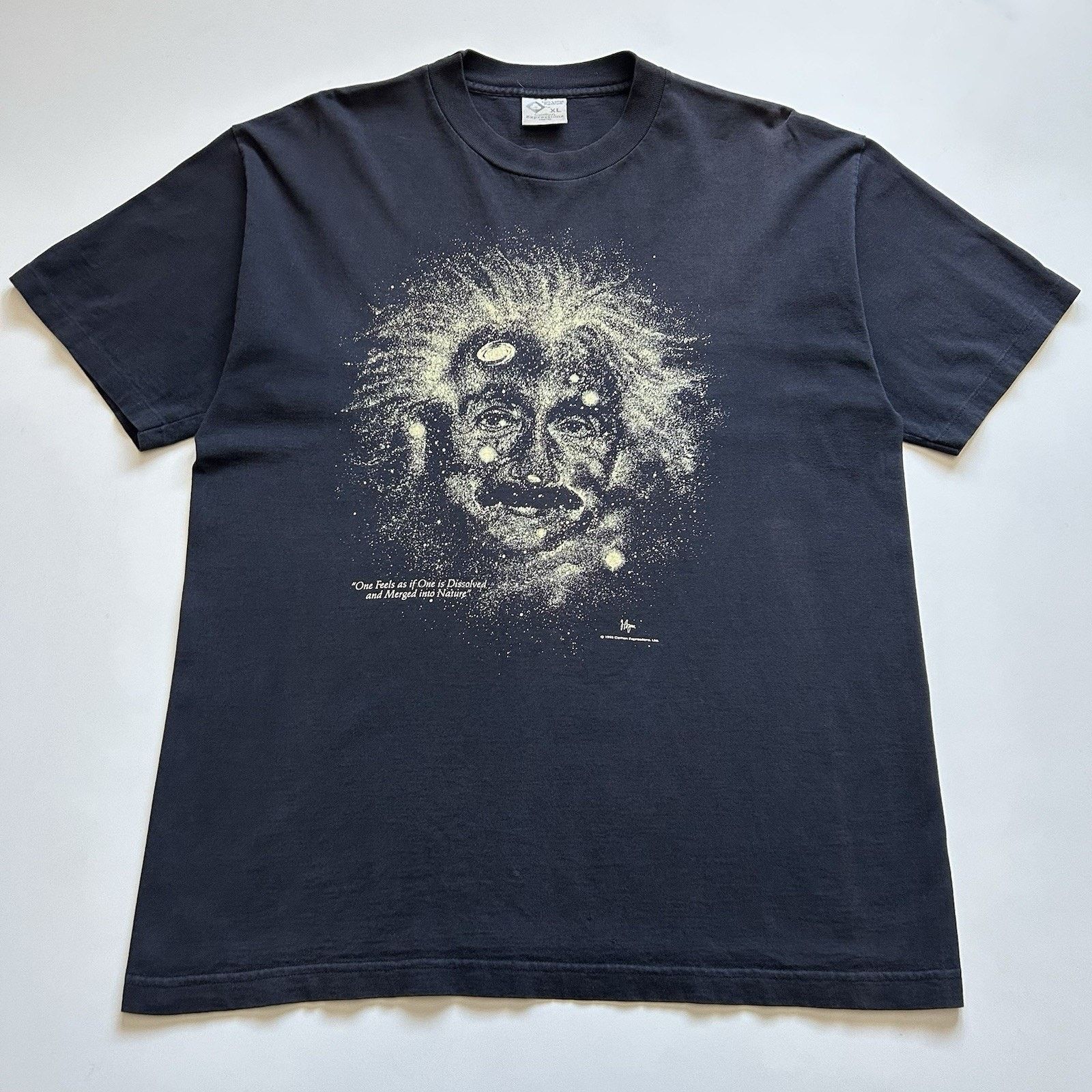 Vintage Vintage 90s Albert Einstein Galaxy T-Shirt XL Faded Black Size US XL / EU 56 / 4 - 1 Thumbnail