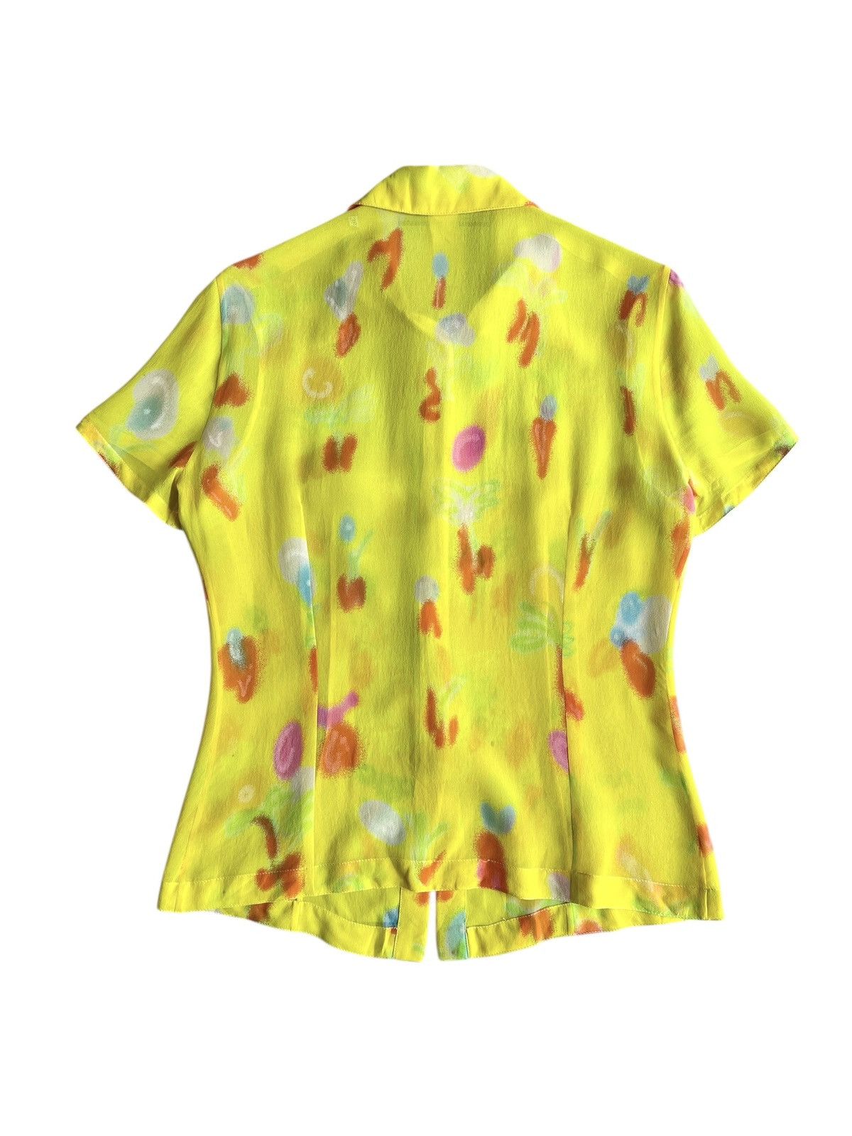 Versace SS1996 Gianni Versace Neon Yellow Spray Paint Silk Blouse Size S / US 4 / IT 40 - 2 Thumbnail