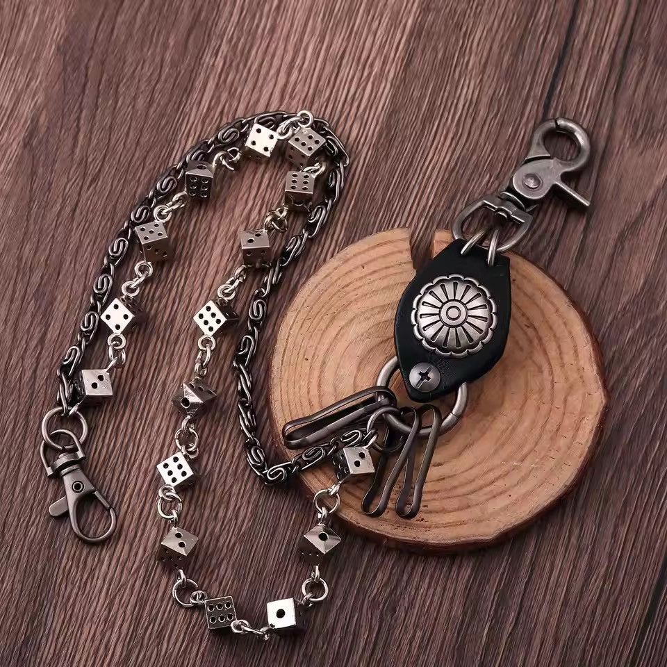 Vintage Leather Goth Dice Wallet Belts Chain Size ONE SIZE - 6 Thumbnail