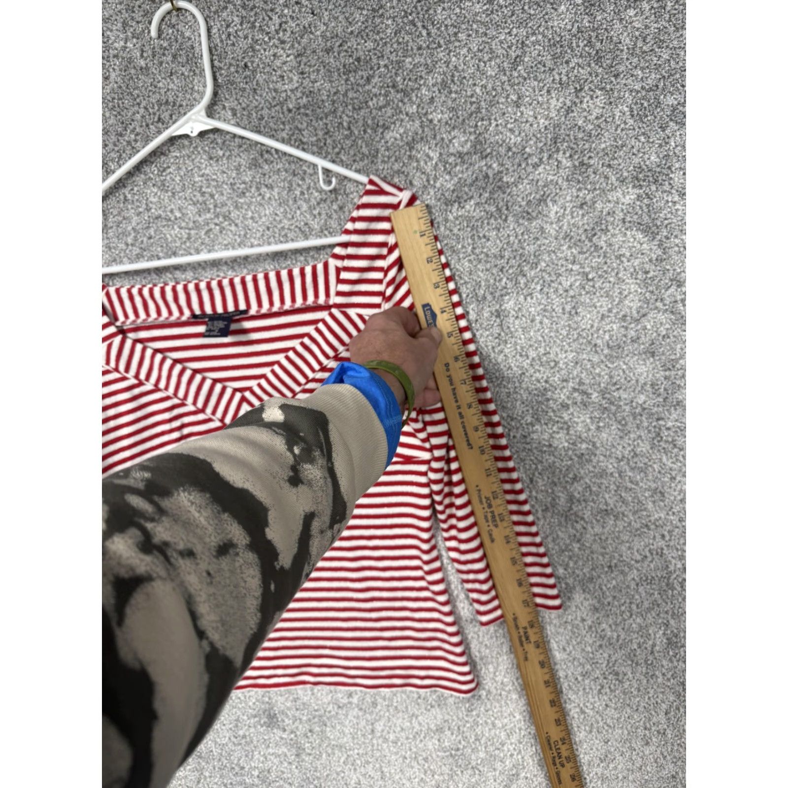 Boston Proper VINTAGE Boston Proper Shirt S Red White Striped 3/4 Sleeve V-Neck Womens - Nautical Preppy Lightweight Knit Top Size S / US 4 / IT 40 - 3 Thumbnail