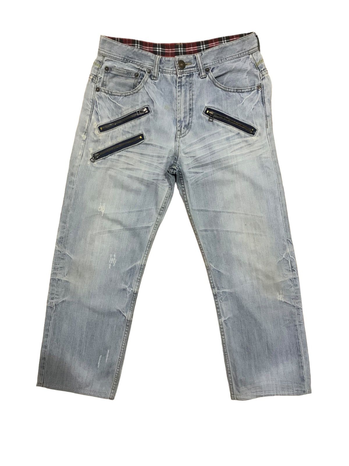 image of 14Th Addiction x If Six Was Nine Vintage Multipocket Baggy Jeans in Light Blue (Size 29)