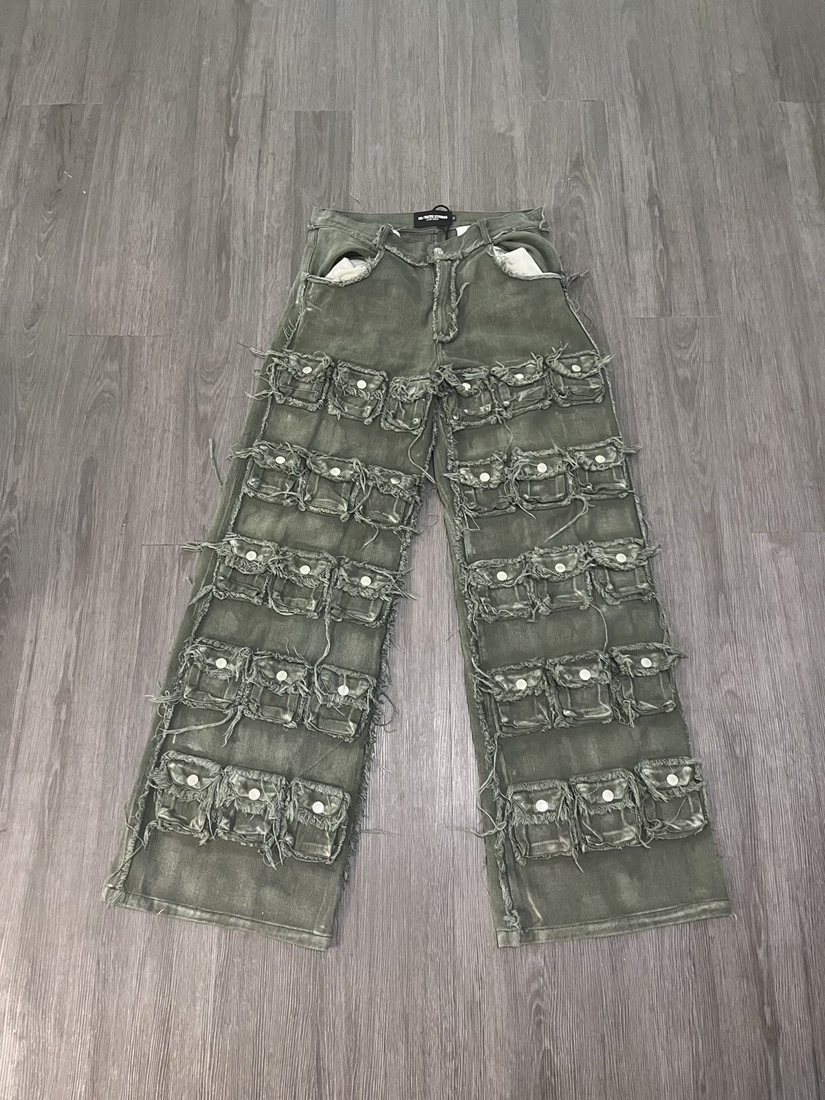 image of No Faith Studios 64 Pocket Denim in Green, Men's (Size 32)
