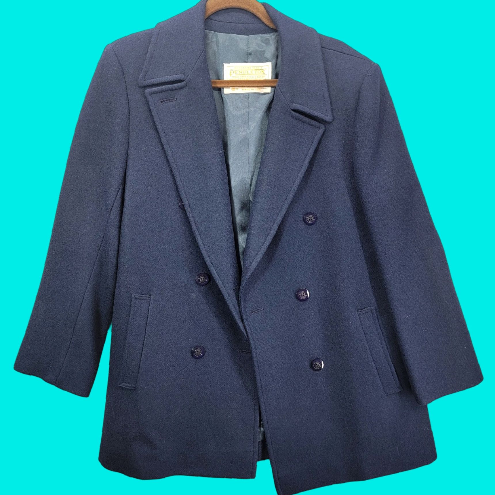 Pendleton PENDLETON Navy Wool Coat Womens 12 Pea Coat Jacket Blazer USA Made Vintage Wool Coat Size XL / US 12-14 / IT 48-50 - 1 Thumbnail
