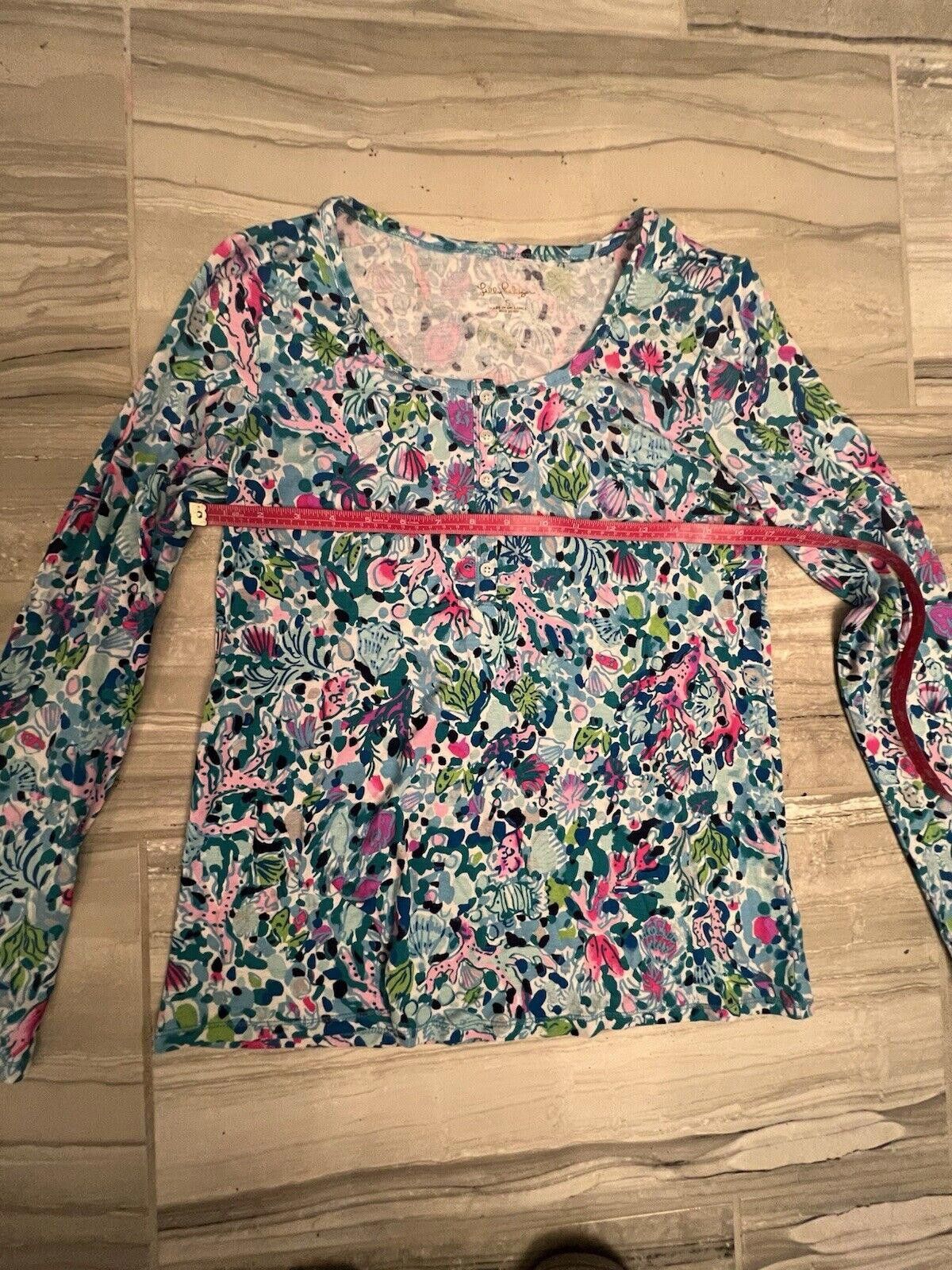 Designer Lilly Pulitzer Notch Pajama Top In Multi Color Button Down Size ONE SIZE - 3 Thumbnail