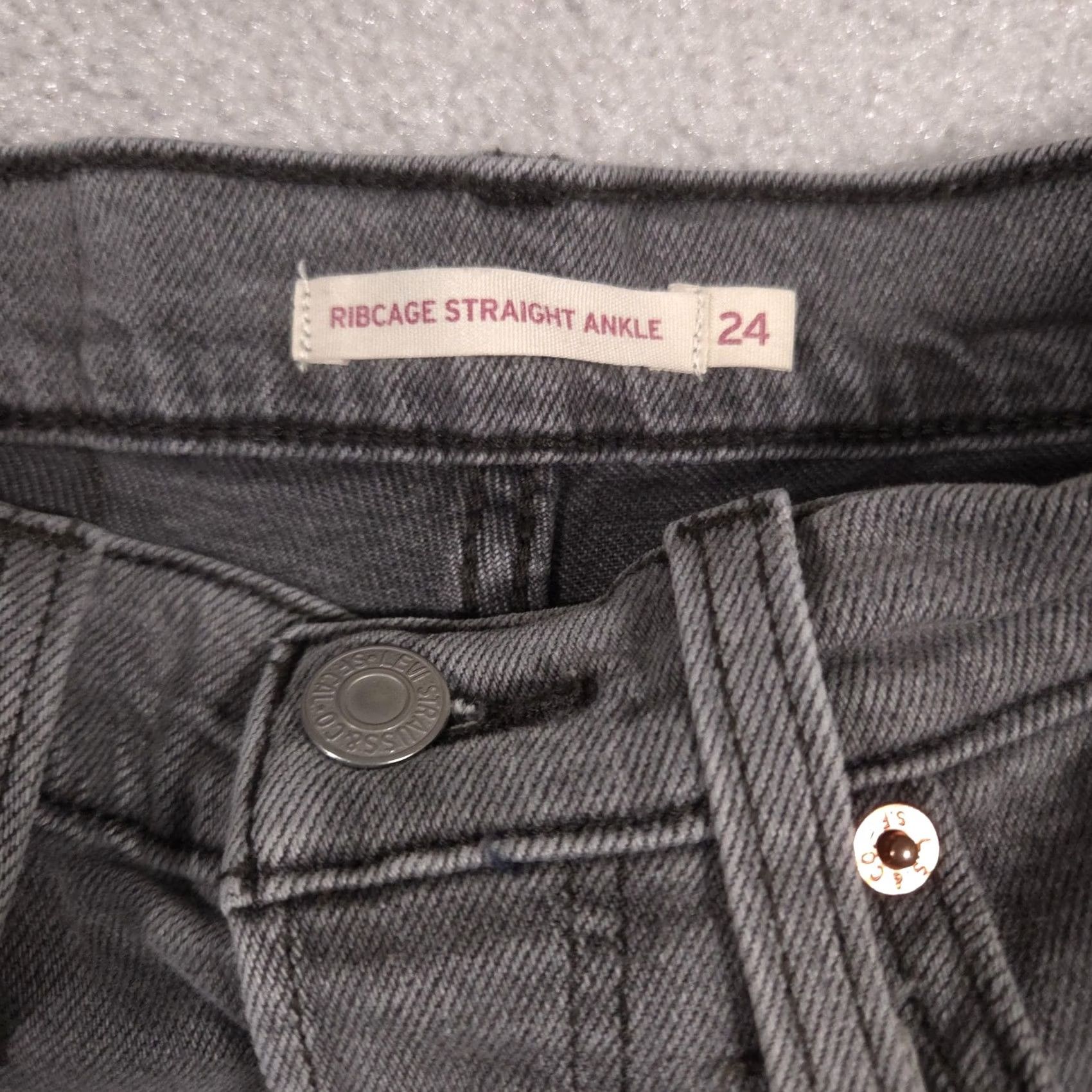 Levi's Levi's Ribcage Straight Ankle Jeans Womens 24 Gray High Rise Stretch Denim Jeans Size 42" / US 20 - 5 Thumbnail