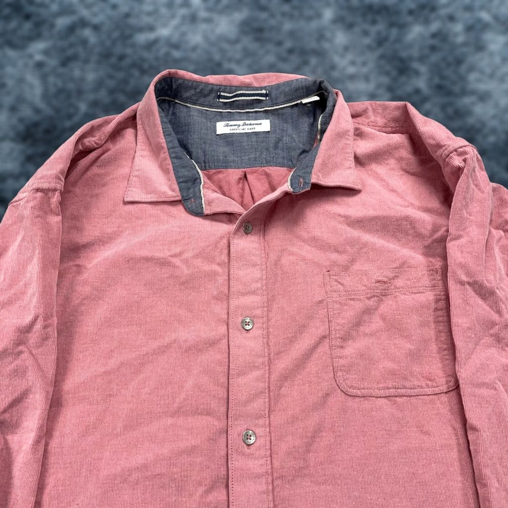 Tommy Bahama Tommy Bahama Shirt Mens Big 4X Pink Corduroy Button-Up Casual Coastal Coastline Corduroy Shirt Mens Big & Tall Pink Size US XXL / EU 58 / 5 - 1 Thumbnail