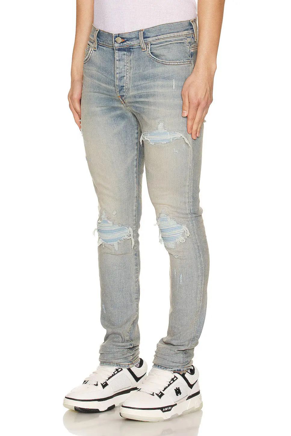 Amiri oc11z0525 MX1 Ultrasuede Jeans in Light Blue Size US 31 - 5 Thumbnail