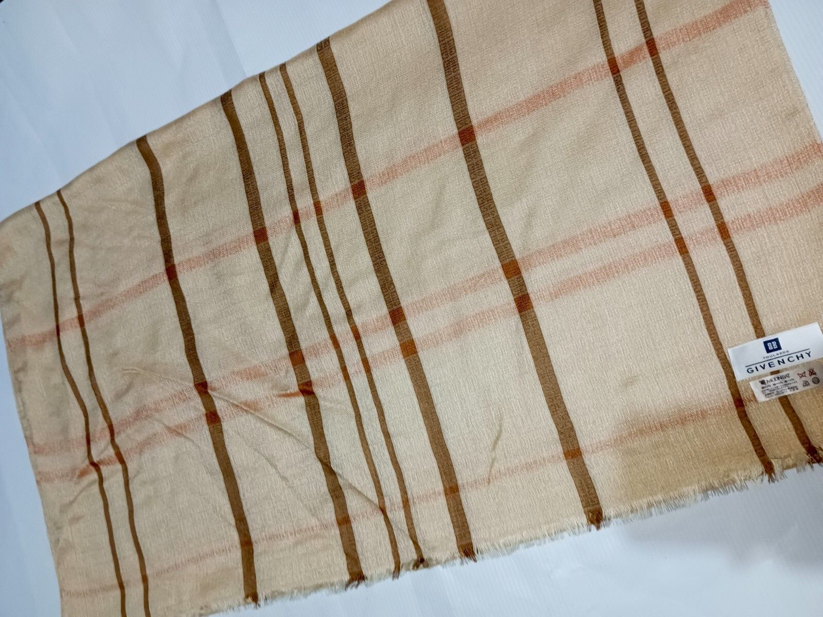 Givenchy GIVENCHY PARIS FRANCE GG Monogram Beige Silk Blend Scarf Size ONE SIZE - 4 Thumbnail