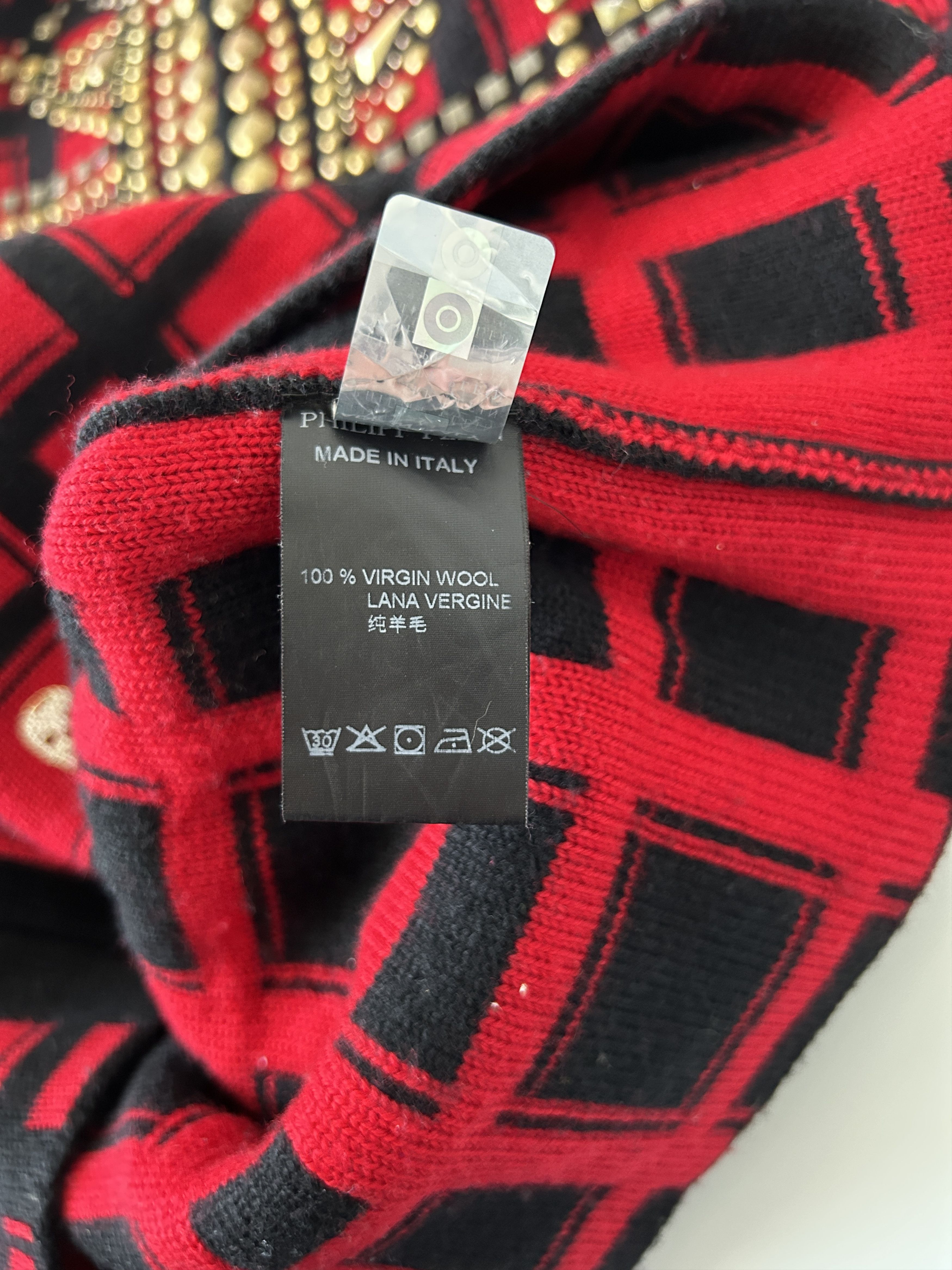 AW14 runway Philipp Plein studded check wool knit mini dress