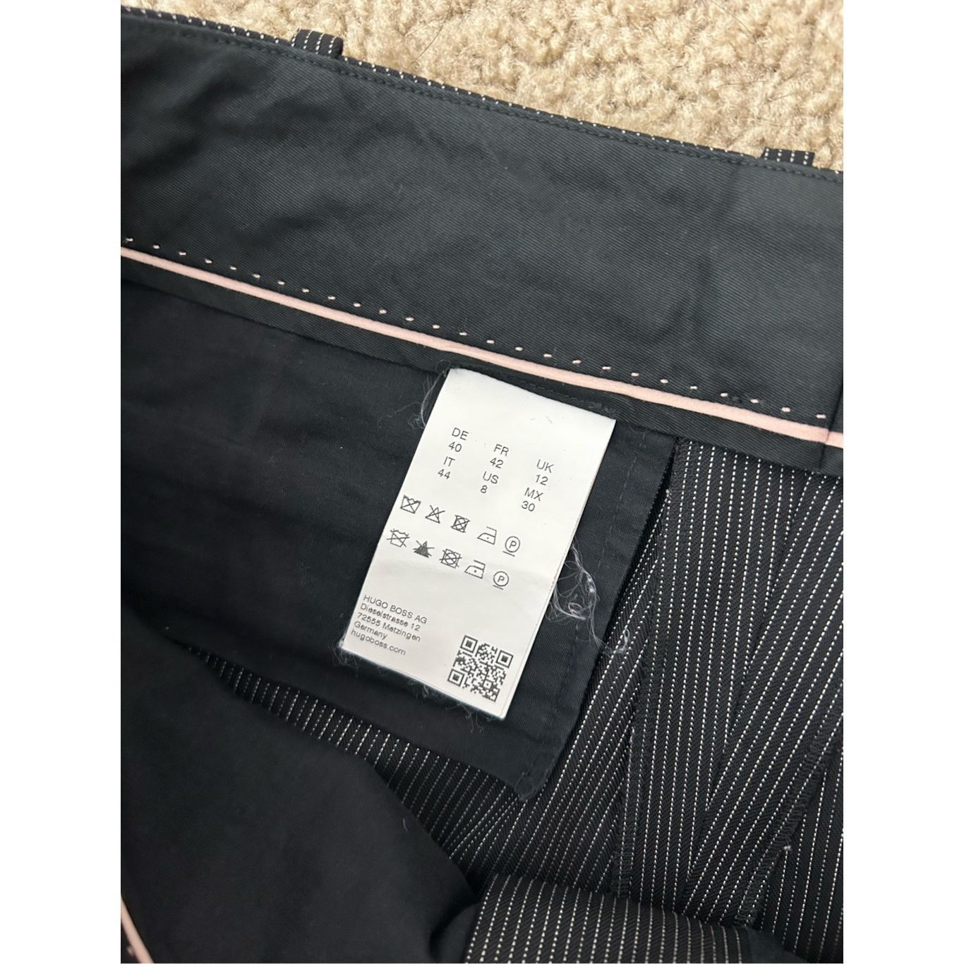 Hugo Boss Hugo Boss Virgin Wool Black White Stripe Straight Leg Pants, Size 30" / US 8 / IT 44 - 3 Thumbnail