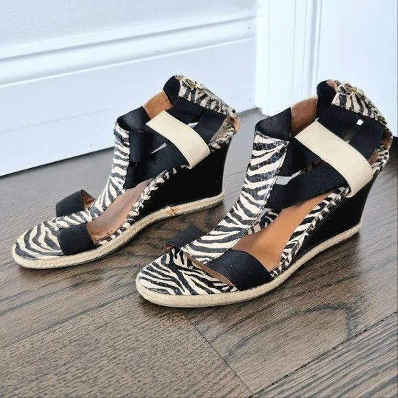 Fendi Carioca Zebra Print Leather Wedge Sandal Size US 6.5 / IT 36.5 - 5 Thumbnail