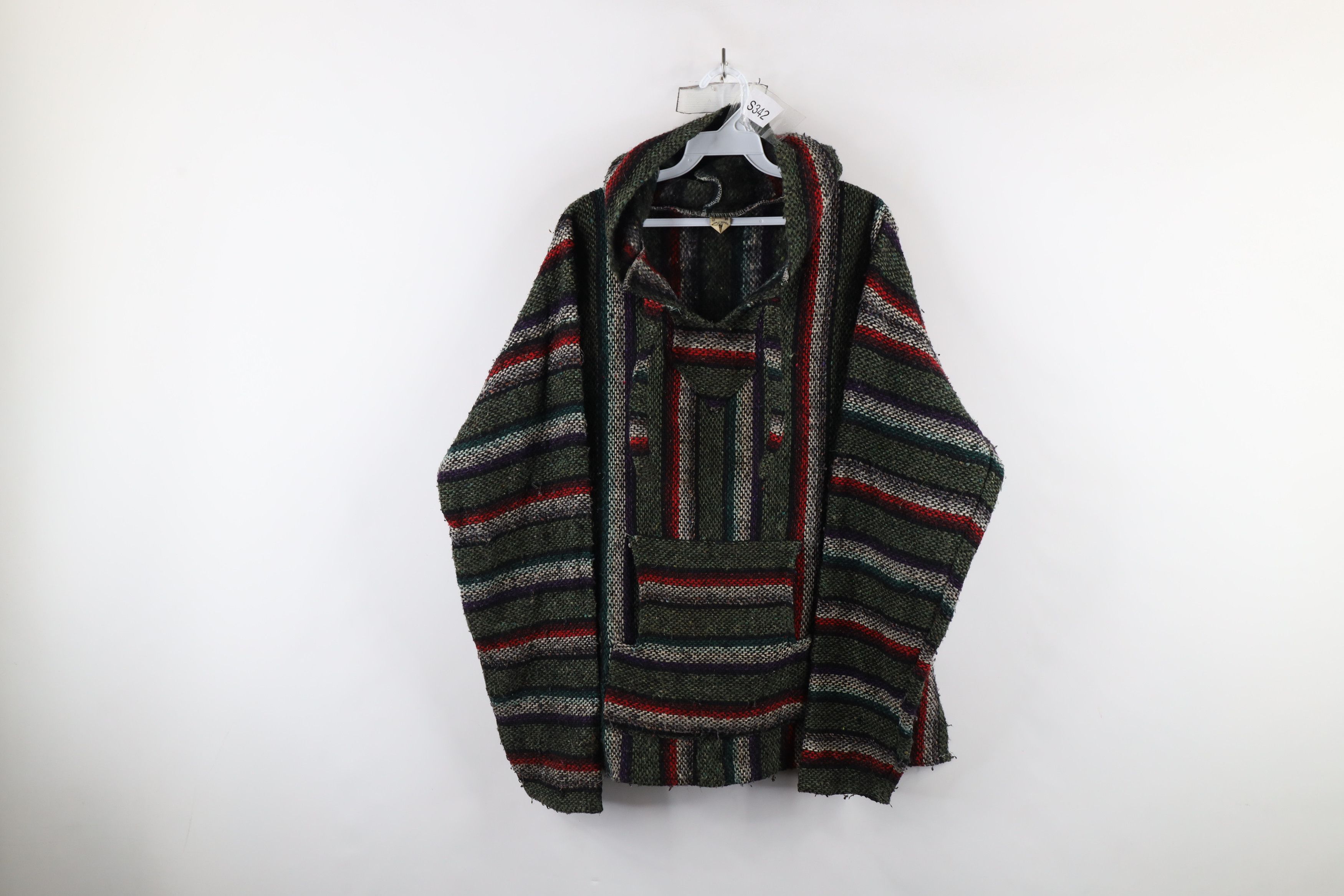 Vintage Vintage 90s Streetwear Knit Drug Rug Hoodie Sweatshirt Size US L / EU 52-54 / 3 - 1 Thumbnail