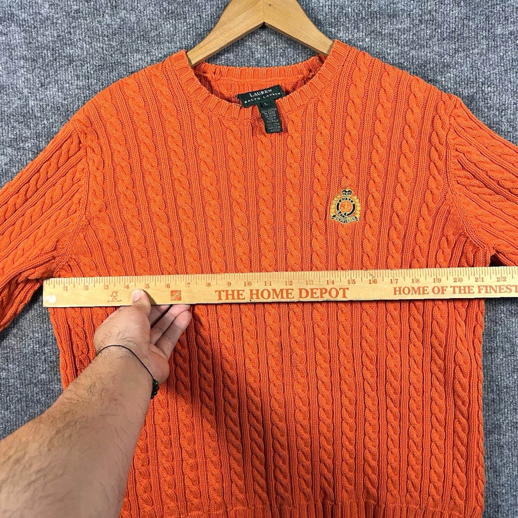 Ralph Lauren Lauren Ralph Lauren Womens Large Cable Knit Sweater Pullover Orange Vtg Heavy Size L / US 10 / IT 46 - 4 Thumbnail