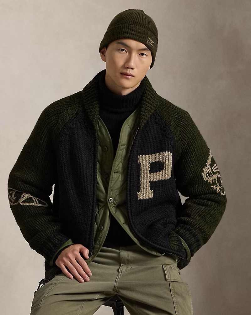 Polo Ralph Lauren POLO RALPH LAUREN Wool Shawl-Collar XL Cardigan Black Olive Size US XL / EU 56 / 4 - 2 Thumbnail