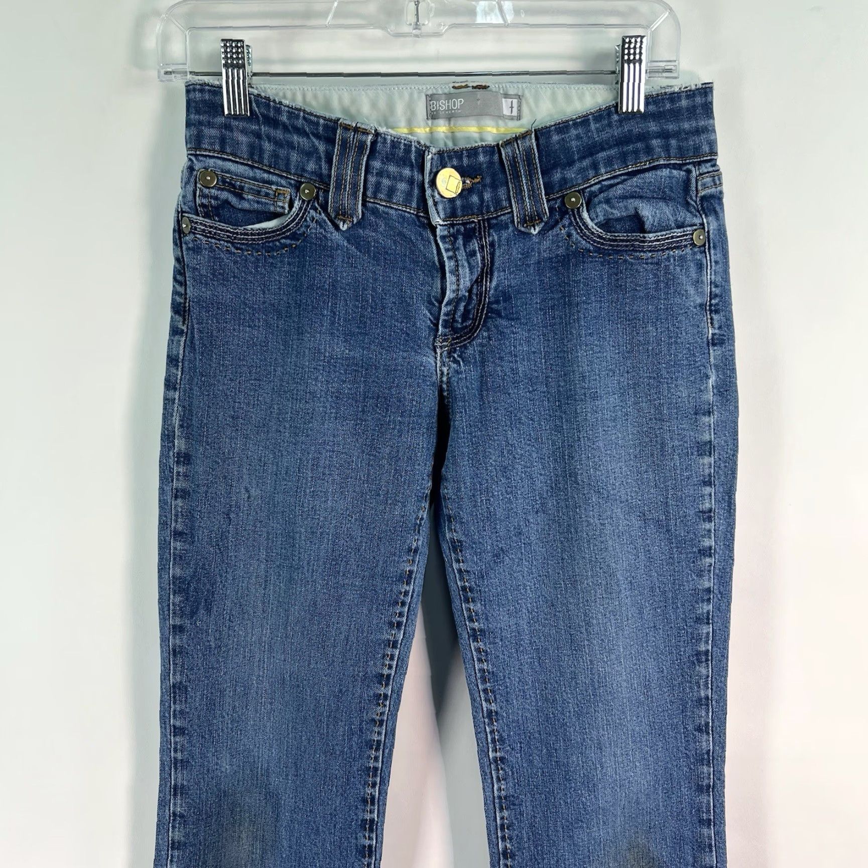 Denime Bishop Of The Seventh Jeans Women Bootcut 27 Distressed Denim Blue 30 Inseam 32 Size 27" / US 4 / IT 40 - 3 Thumbnail