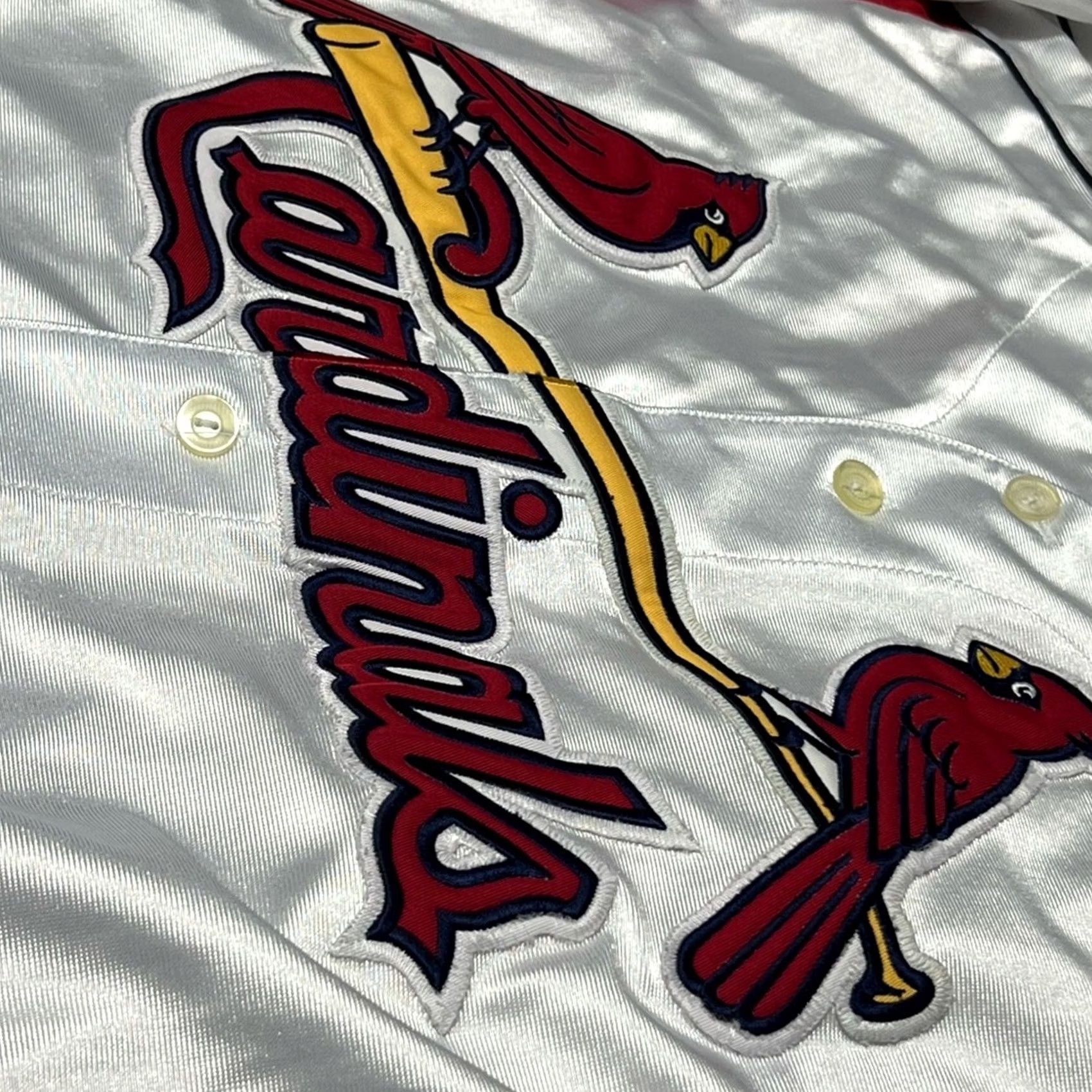 Drew J.D. Drew St Louis Cardinals Majestic T-Shirt White Red Button Front Jersey Rare Large Mens L Size US L / EU 52-54 / 3 - 4 Thumbnail