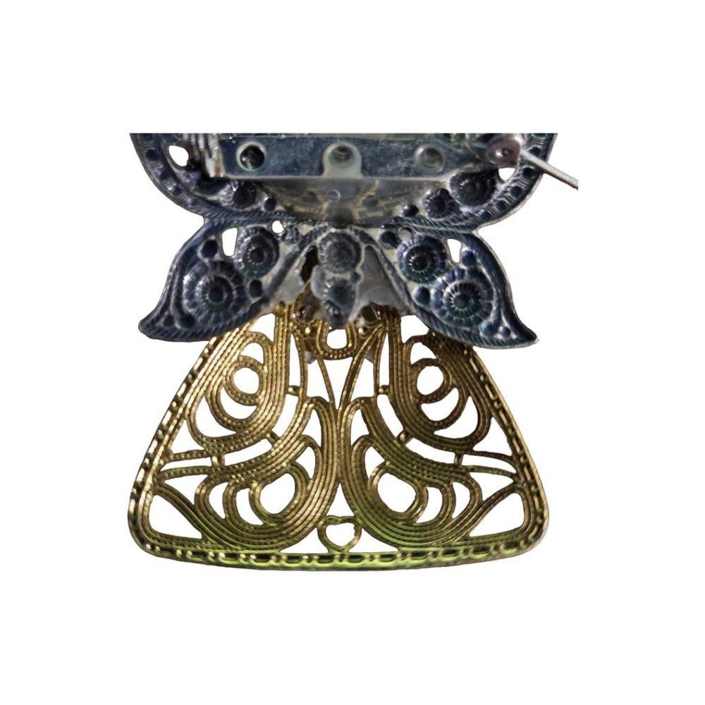 Designer Gold & Silver Tone Vintage Crystal Face Angel Pin Size ONE SIZE - 5 Thumbnail