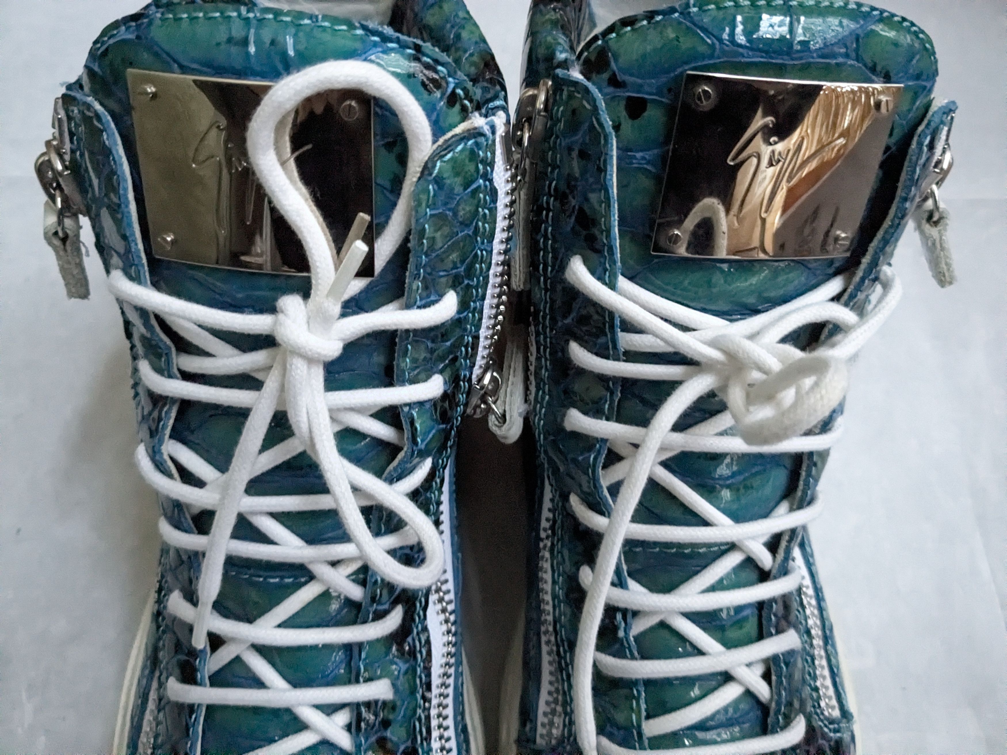 Giuseppe Zanotti Giuseppe Zanotti Sneakers Blue White 10 43 High Tops Snake Size US 10 / EU 43 - 2 Thumbnail
