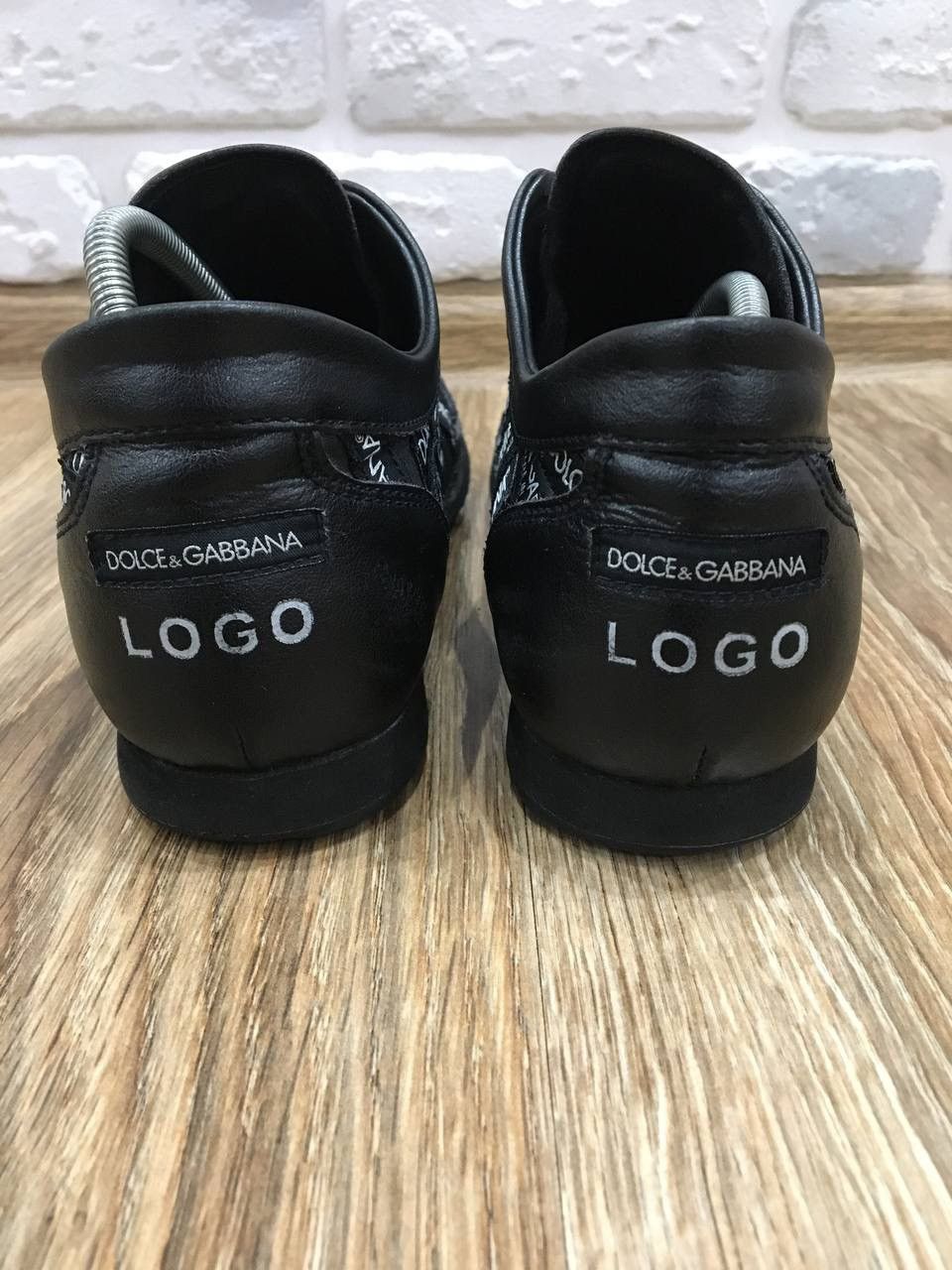 Dolce & Gabbana Dolce & Gabbana Logo Print Black Leather Sneakers EU 38 US 8 Size US 8 / IT 38 - 5 Thumbnail