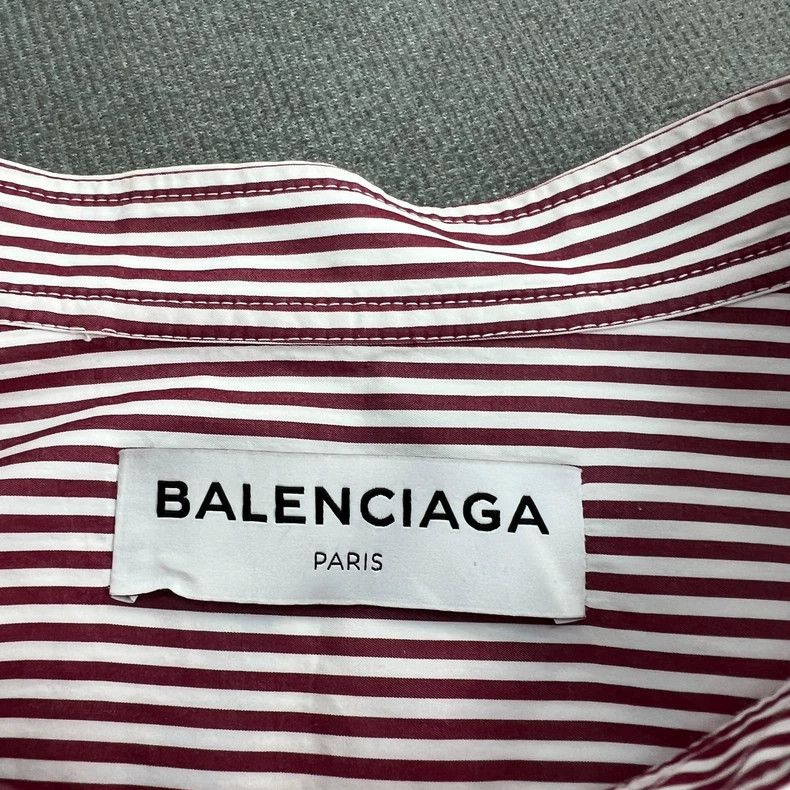 Balenciaga Balenciaga size 40 Oversize back logo ribbon striped shirt Size L / US 10 / IT 46 - 4 Thumbnail