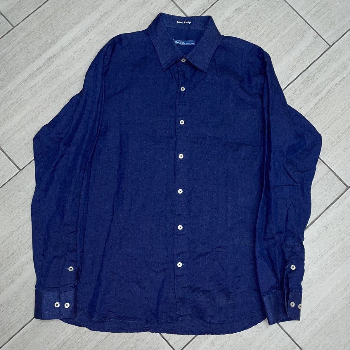 Other Matt Totillo Navy Blue Linen Button Up Over Easy Size US L / EU 52-54 / 3 - 1 Thumbnail