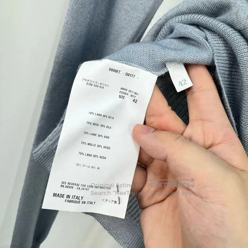 Prada Prada Sky Blue Wool Blend Cardigan for Women. Size XL / US 12-14 / IT 48-50 - 6 Thumbnail