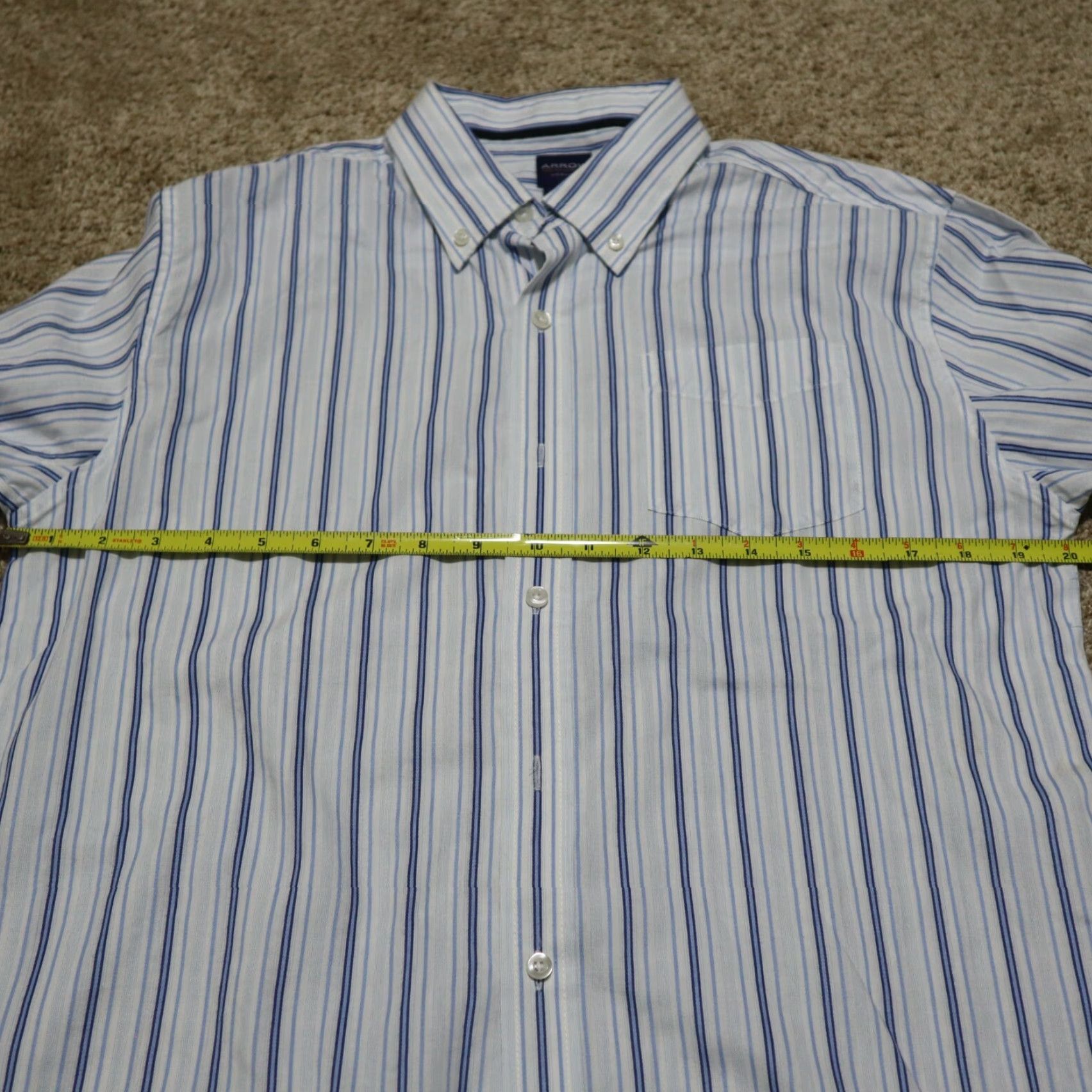 Arrow Arrow Shirt Dress Shirt Button-Down Collar XL 18 Blue Striped Men Size US XL / EU 56 / 4 - 5 Thumbnail