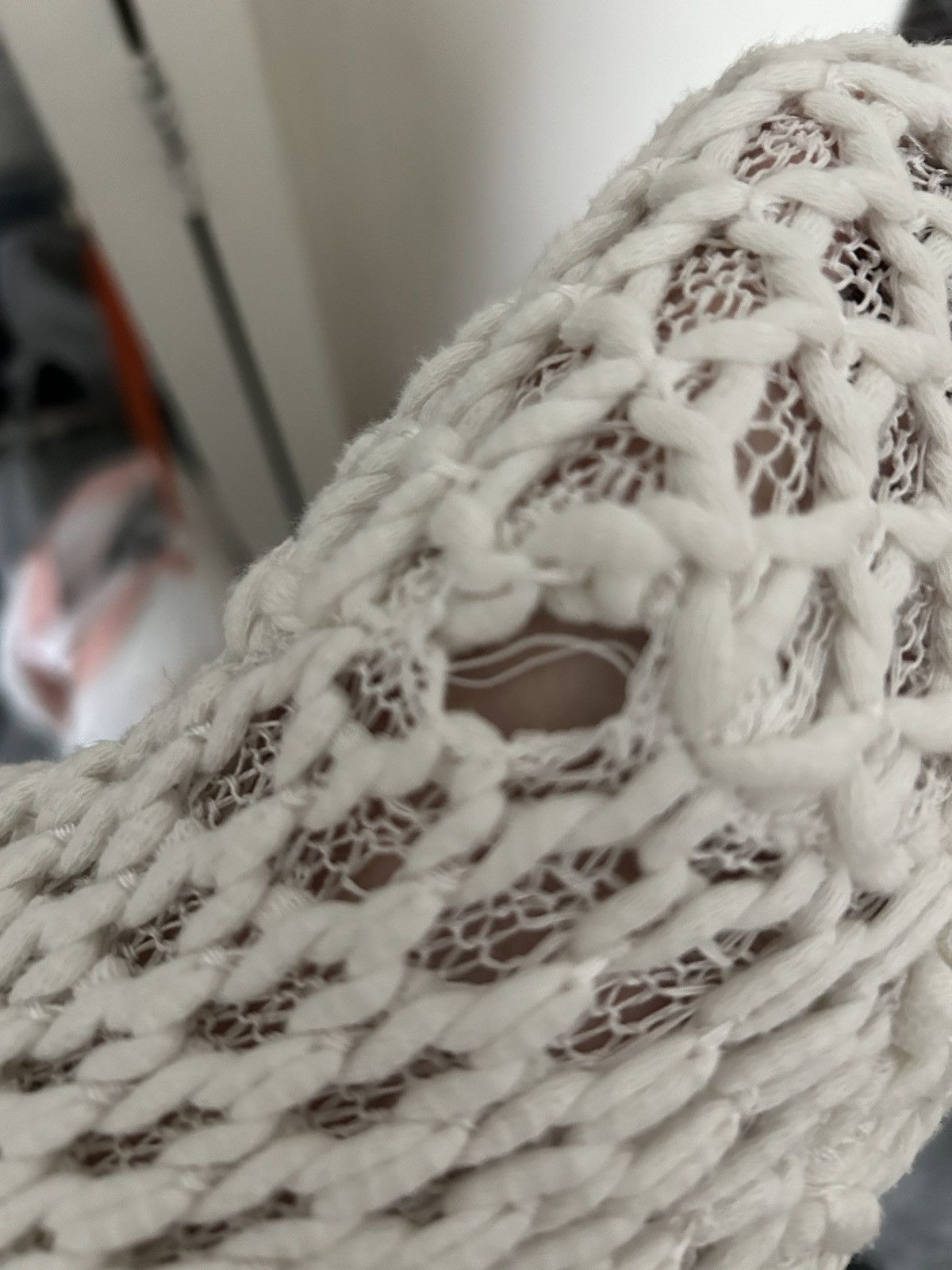 Maison Margiela Maison Margiela MM6 White Cotton Knit Mesh Cardigan Sweater Size M / US 6-8 / IT 42-44 - 8 Thumbnail