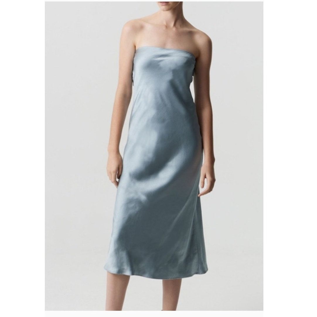 Free People New FREE PEOPLE Third Form Satin Tie Back Strapless Dress Size L / US 10 / IT 46 - 3 Thumbnail