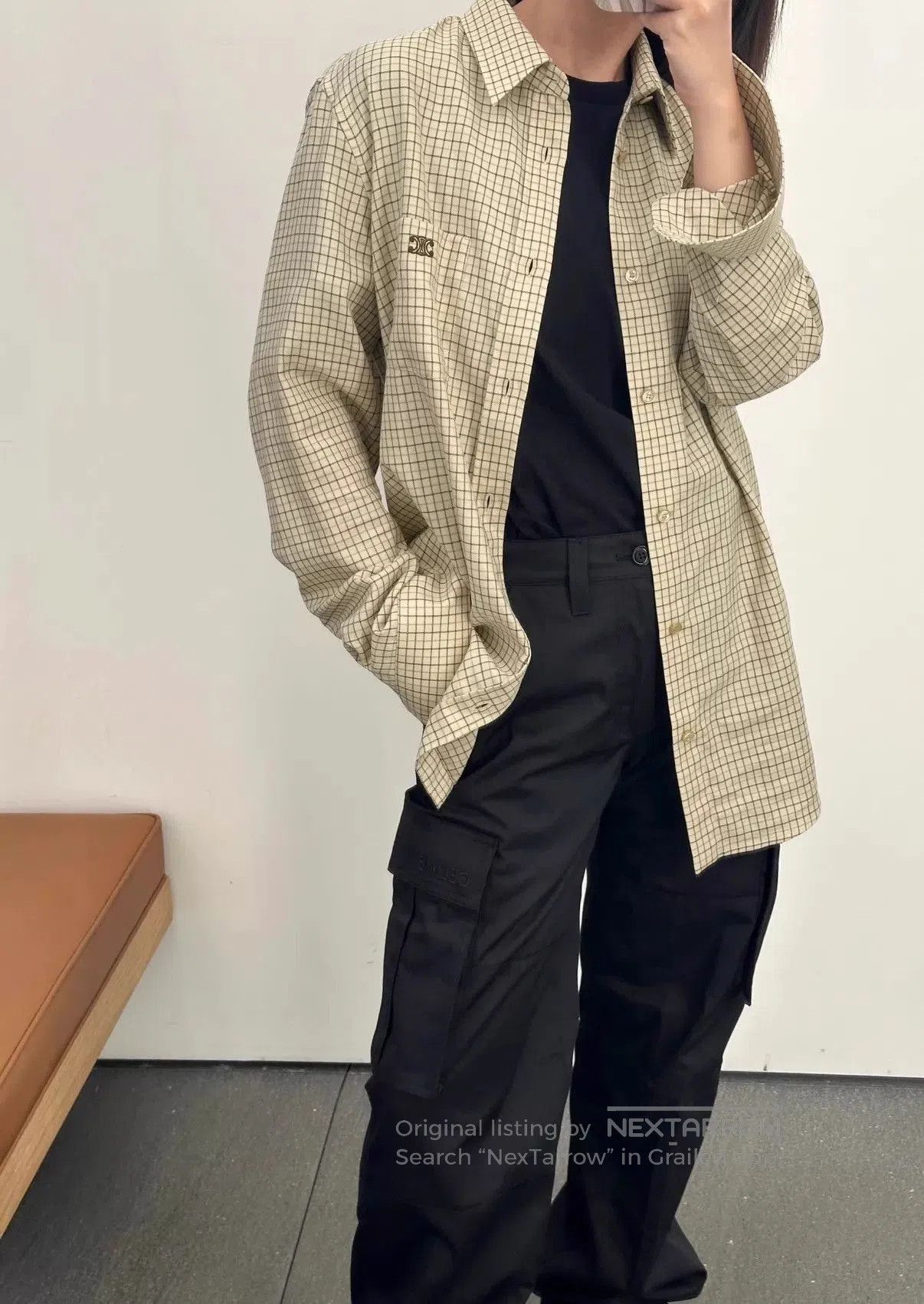 Celine Beige Checkered Long Sleeve Button. Size US M / EU 48-50 / 2 - 8 Thumbnail