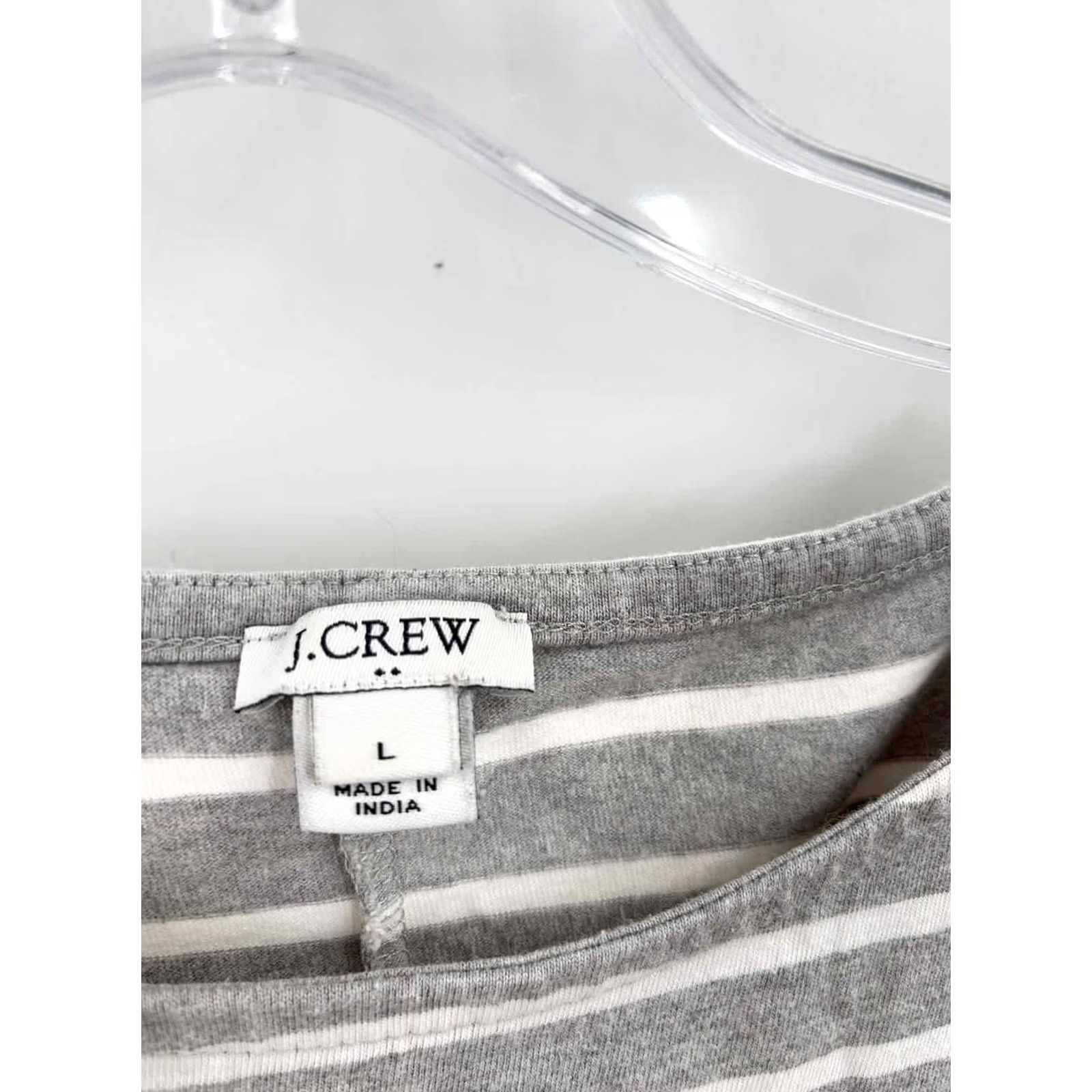 Vintage J Crew Grey Stripe Short Sleeve Dress Large Size 36" / US 14 / IT 50 - 3 Thumbnail