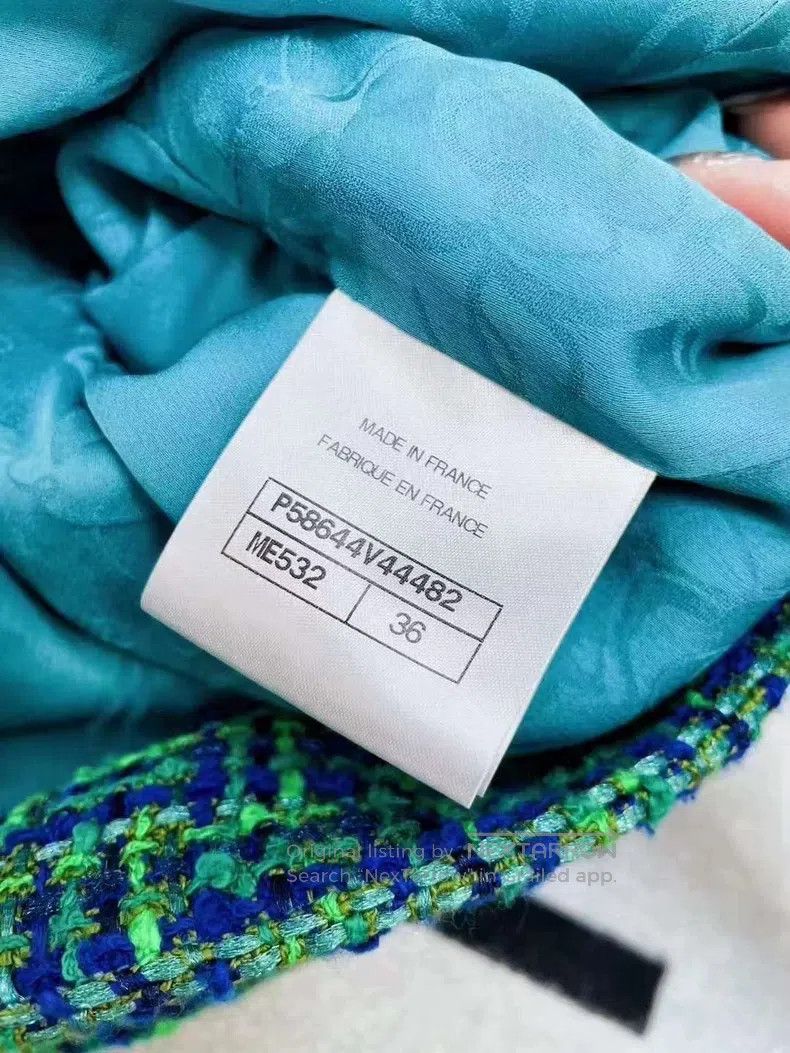 Chanel Waterfall show blue and green mixed colour woven sl