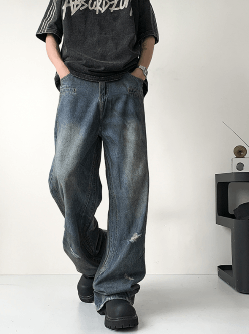 Japanese Brand American washed loose high street distressed jeans y2k Size US 32 / EU 48 - 2 Thumbnail