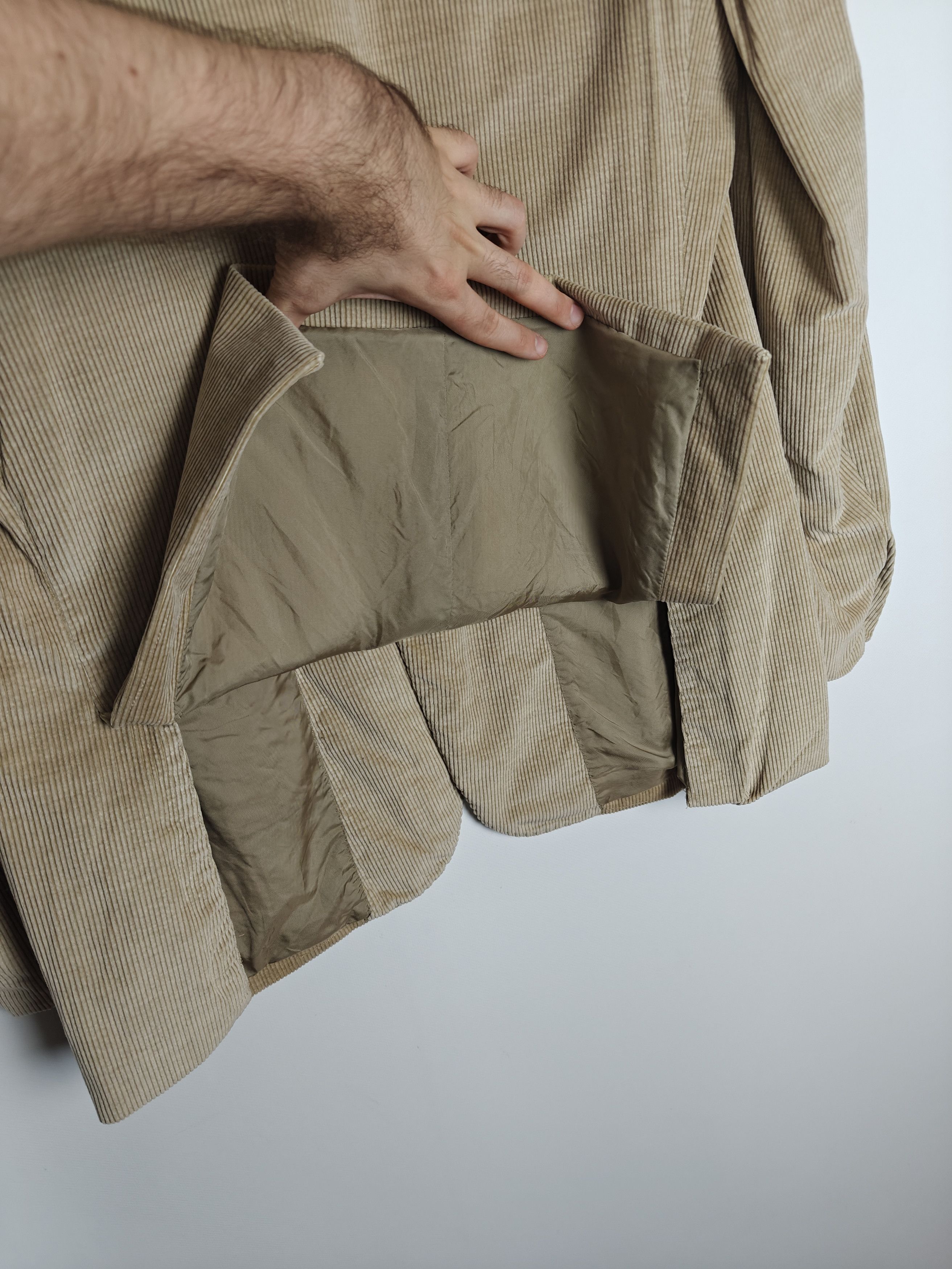 Ermenegildo Zegna Ermenegildo Zegna Corduroy Blazer Jacket Cashco Beige IT50R Size 40R - 8 Thumbnail